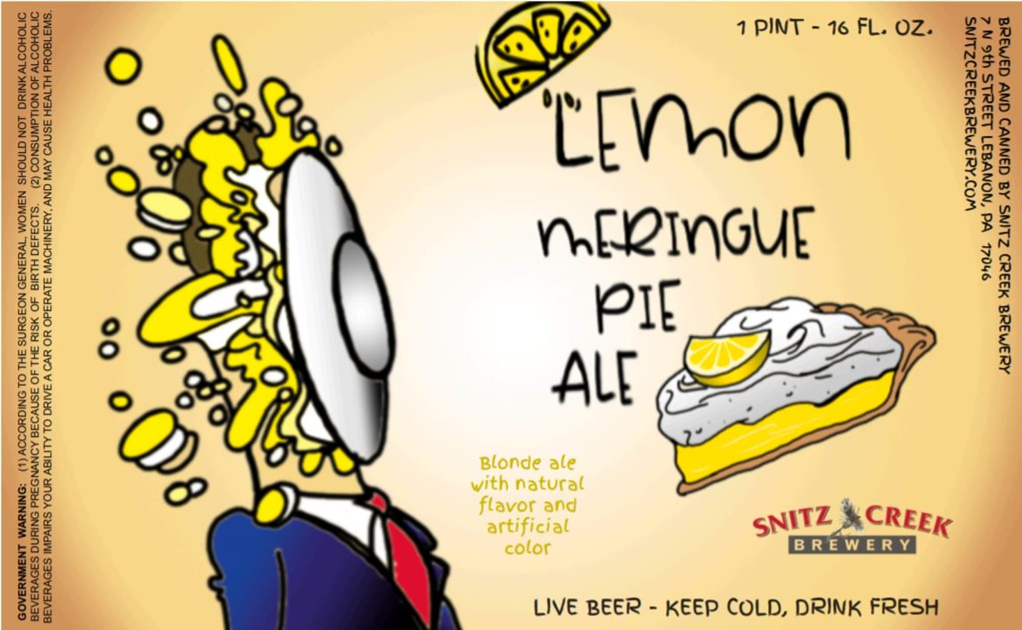 Lemon Meringue Pie Ale by Snitz Creek Brewery - beer label