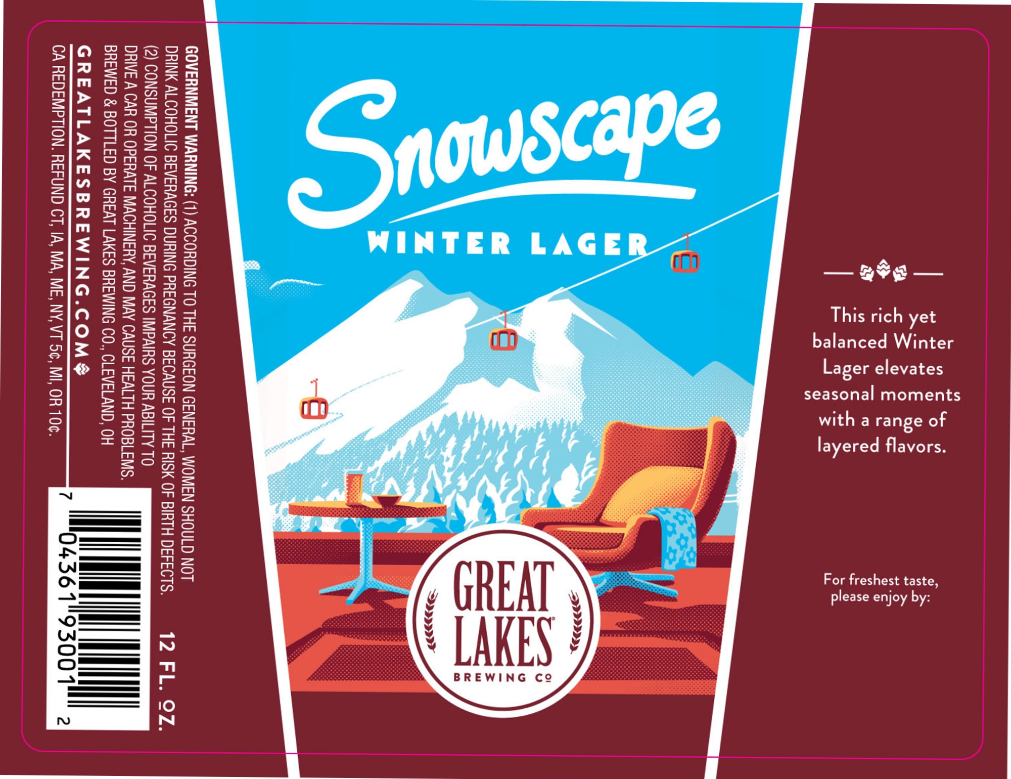 Snowscape Winter Lager by Great Lakes Brewing Co. - beer label