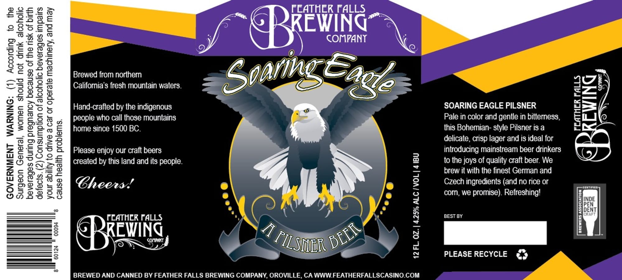 Soaring Eagle Pilsner by Feather Falls Brewing Company - beer label