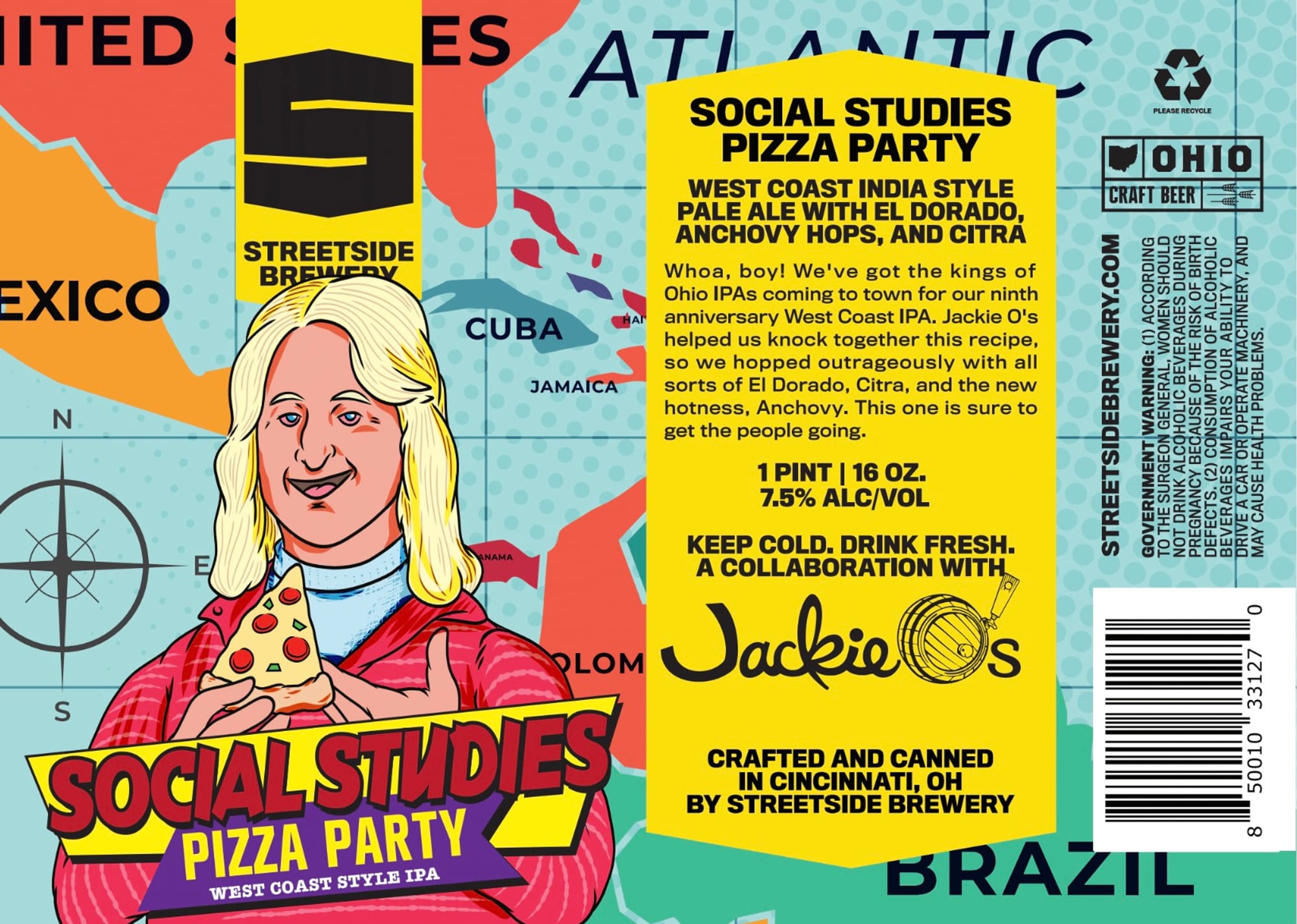 Social Studies Pizza Party by StreetSide Brewery - beer label