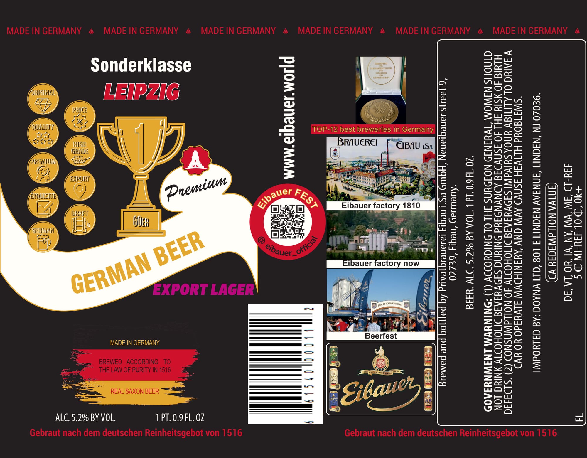 Sonderklasse Leipzig by Brauerei Eibauer - beer label