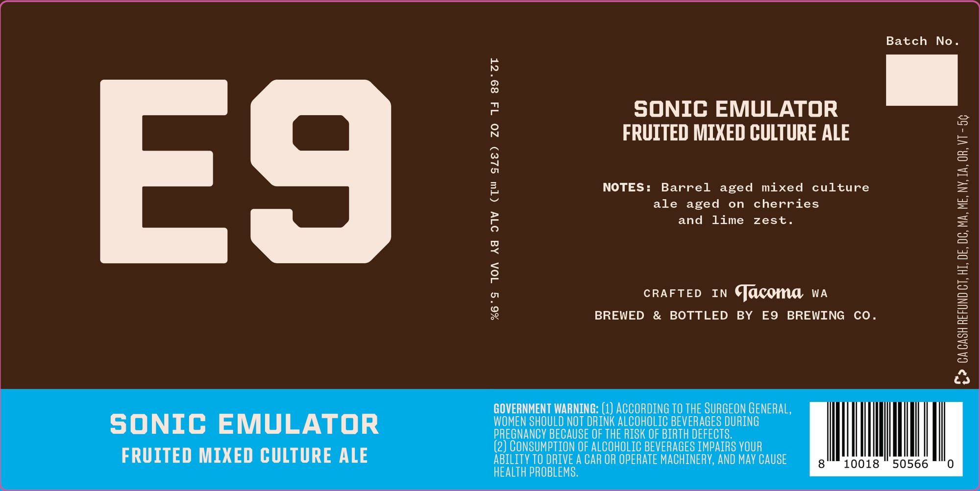 Sonic Emulator by E9 Brewing Co. - beer label