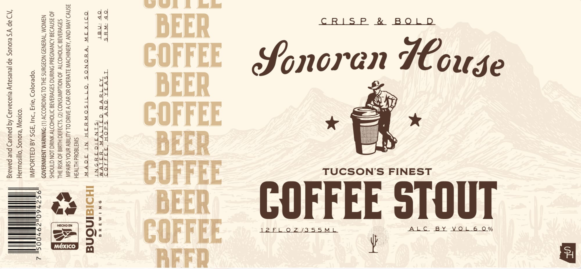 Sonoran House Coffee Stout by Buquibi Brewing - beer label