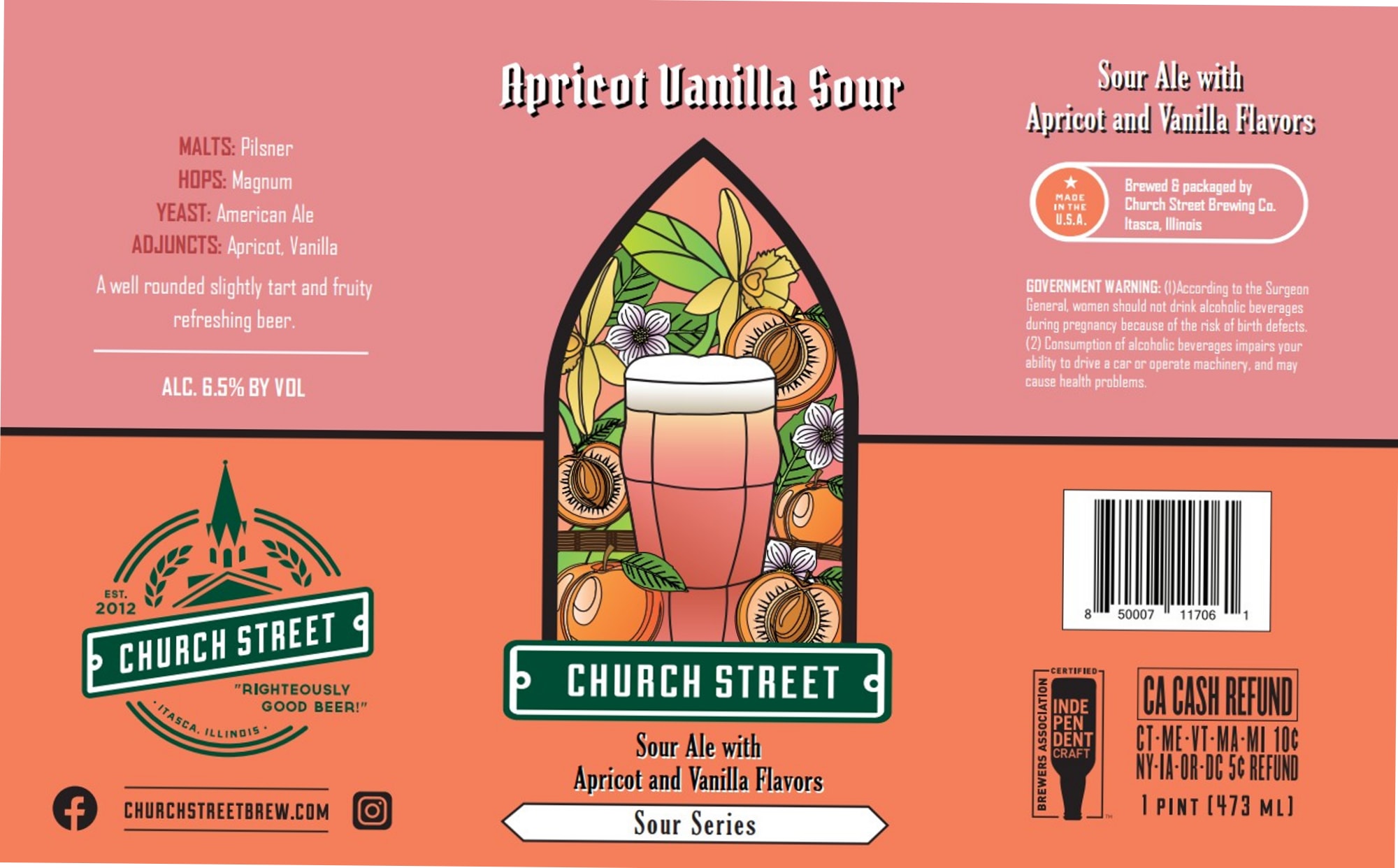 Sour Ale with Apricot and Vanilla Flavors by Church Street Brewing - beer label