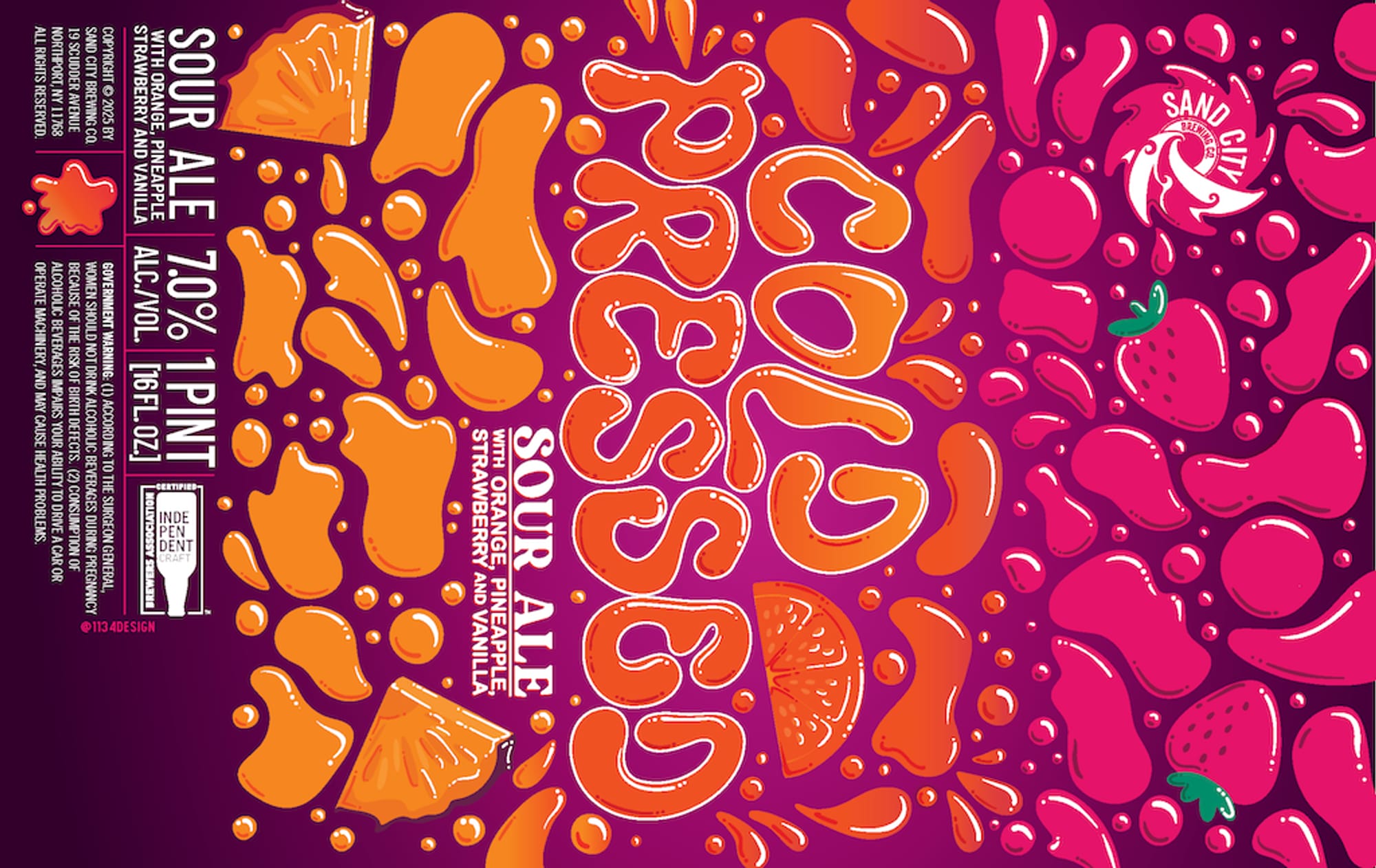 Sour Ale with Orange, Pineapple, Strawberry and Vanilla by Sand City Brewing - beer label
