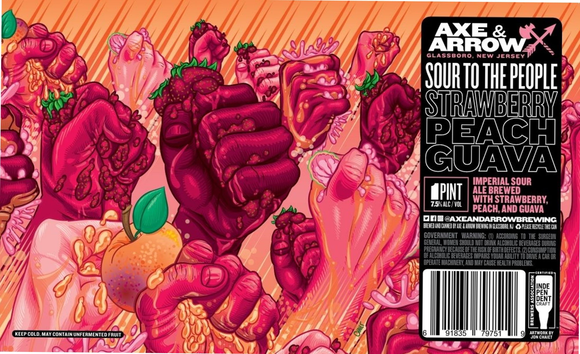 Sour to the People Strawberry Peach Guava by Axe & Arrow Brewing - beer label