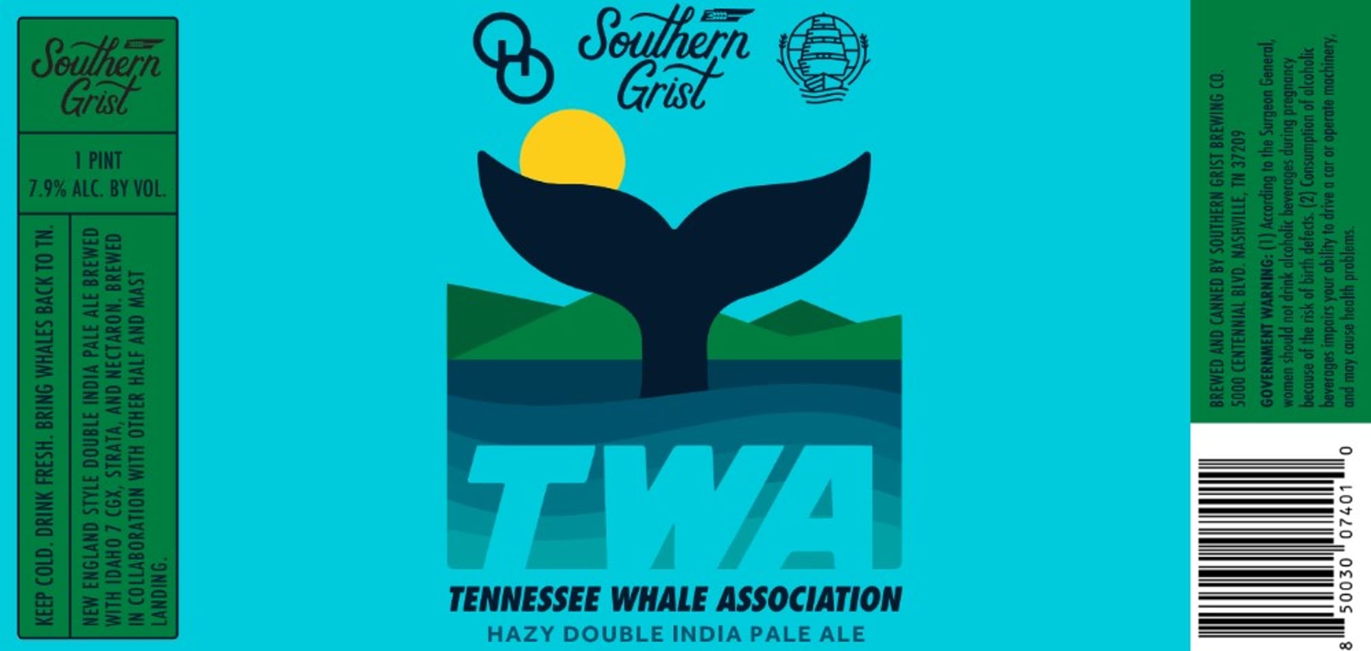 Tennessee Whale Association by Southern Grist Brewing Co. - beer label