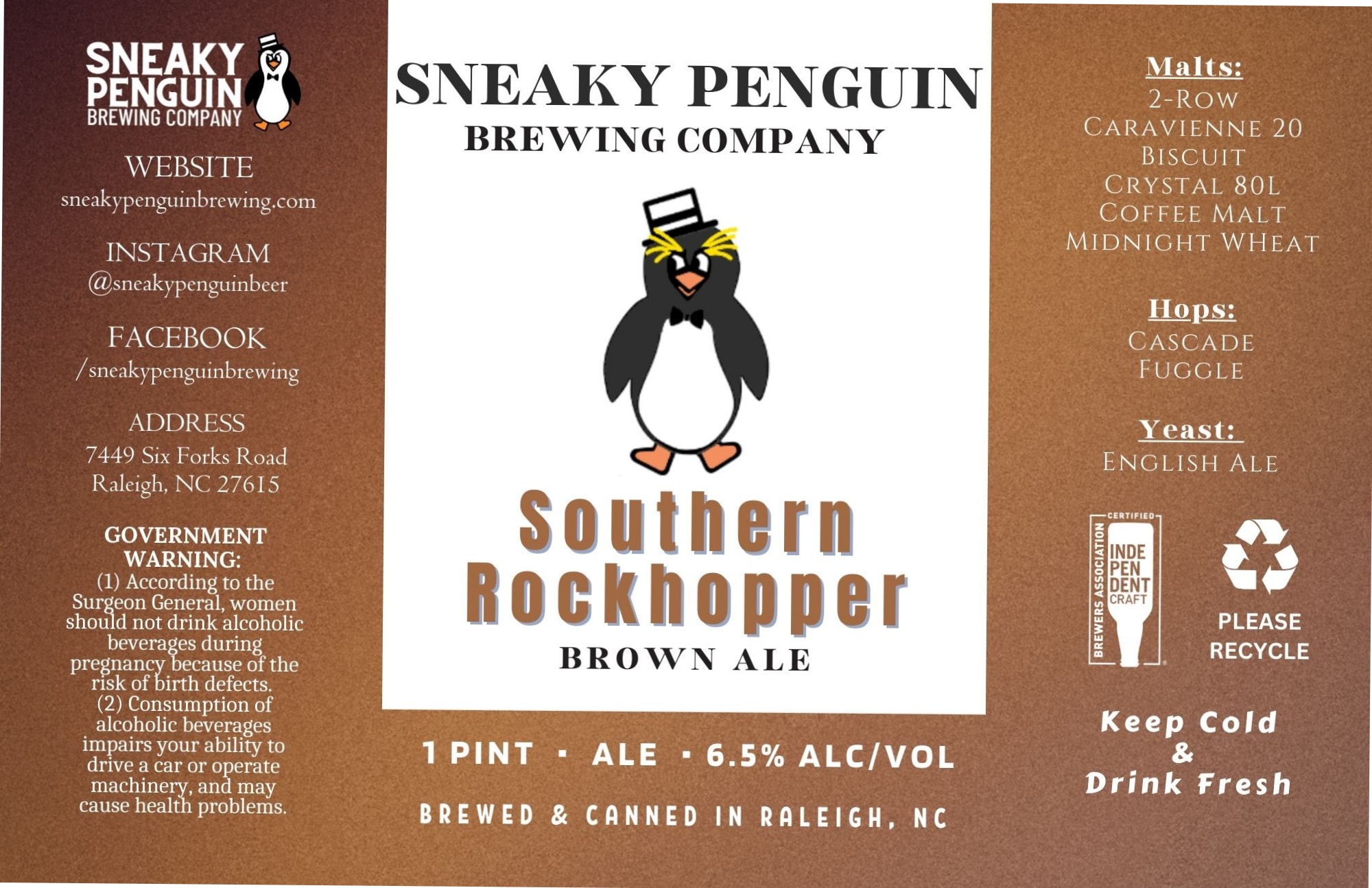 Southern Rockhopper by Sneaky Penguin Brewing Company - beer label