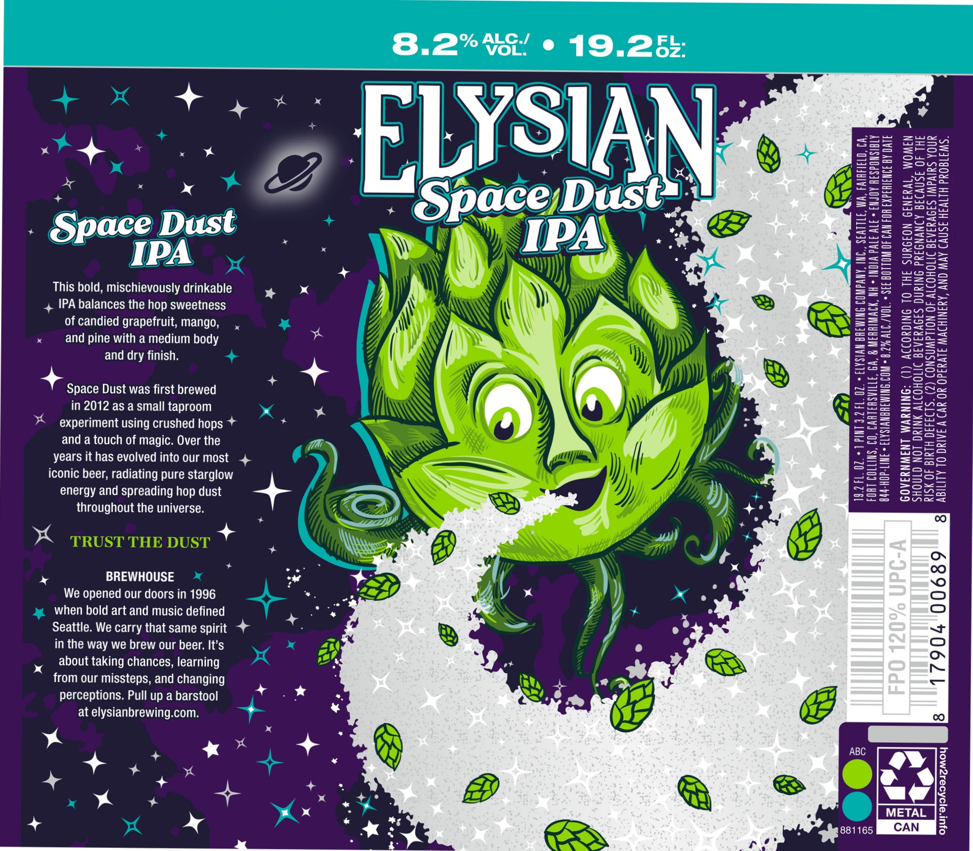 Space Dust IPA by Elysian Brewing - beer label