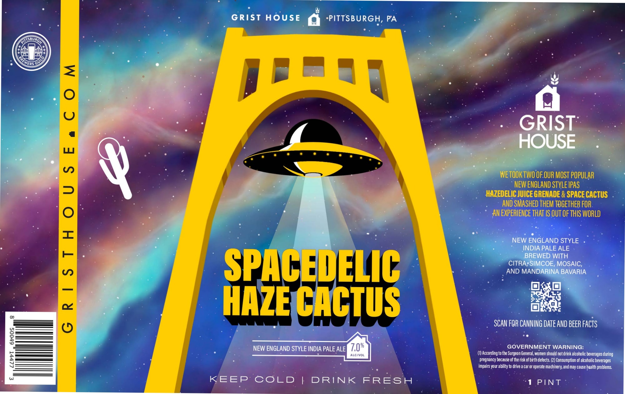 Spacedelic Haze Cactus by Grist House Brewing Company - beer label