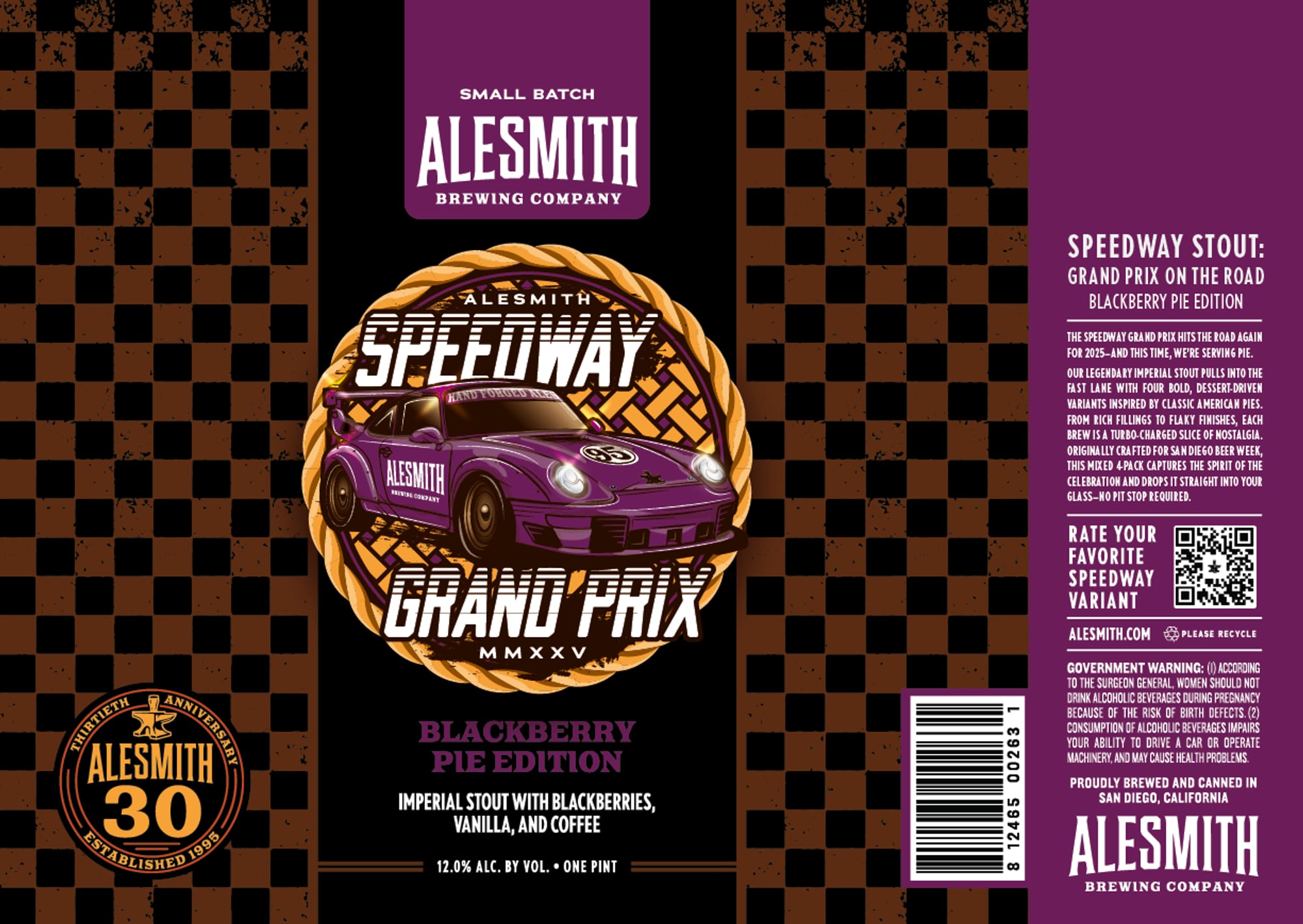 Speedway: Grand Prix on the Road – Blackberry Pie Edition by AleSmith Brewing Company - beer label