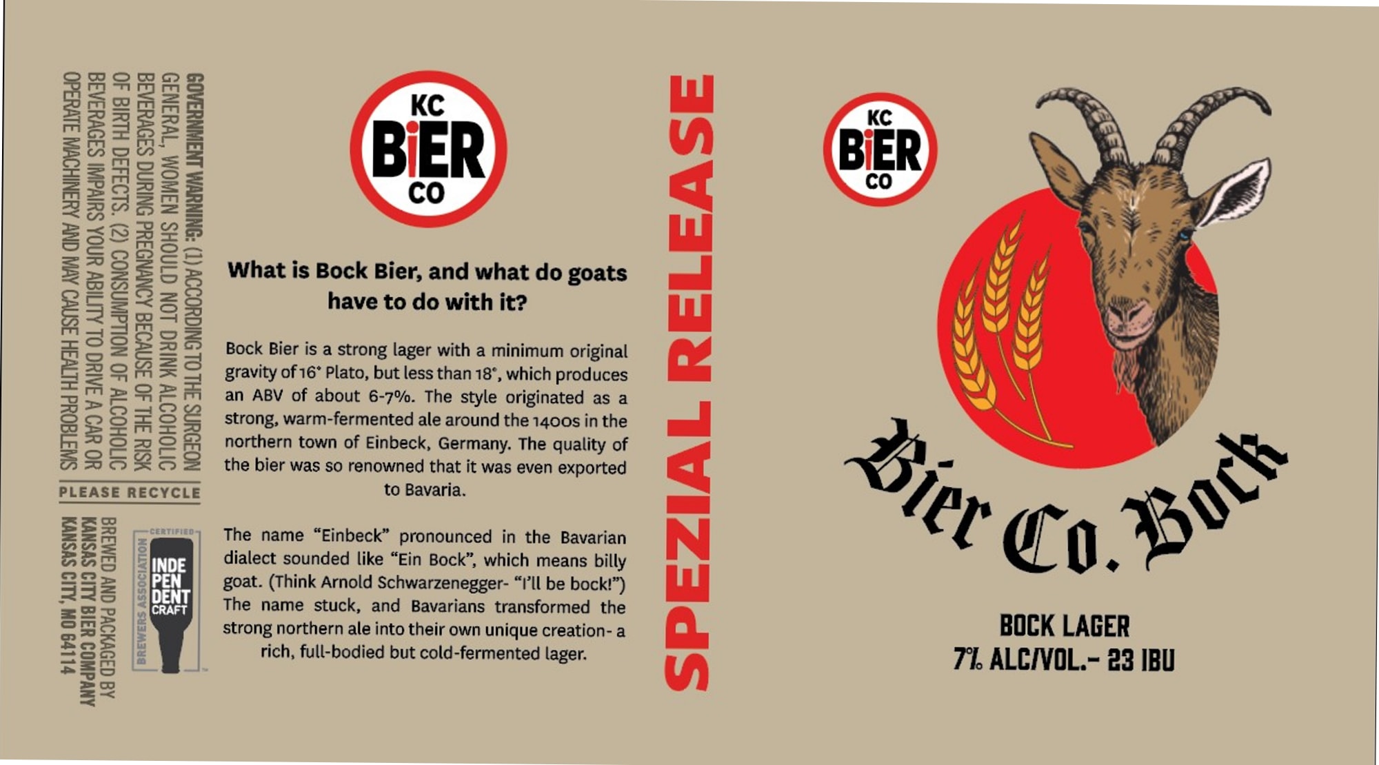 Spezial Release Bock by KC Bier Co. - beer label