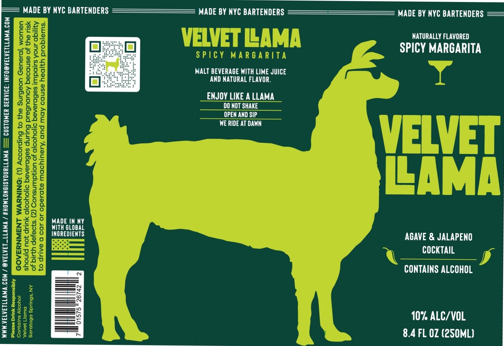 Spicy Margarita Cocktail by Velvet Lama - beer label