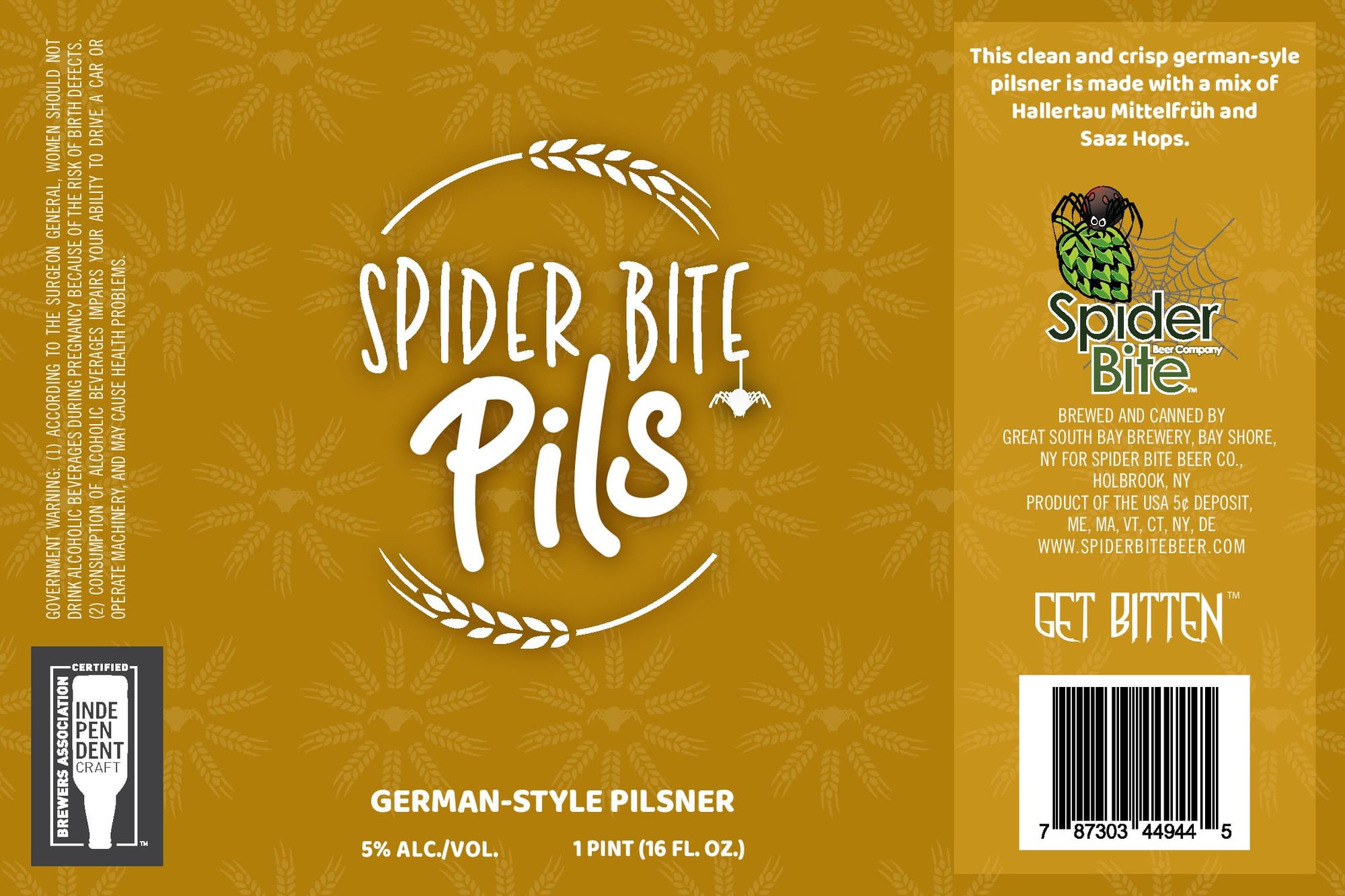 Spider Bite Pils by Great South Bay Brewery - beer label