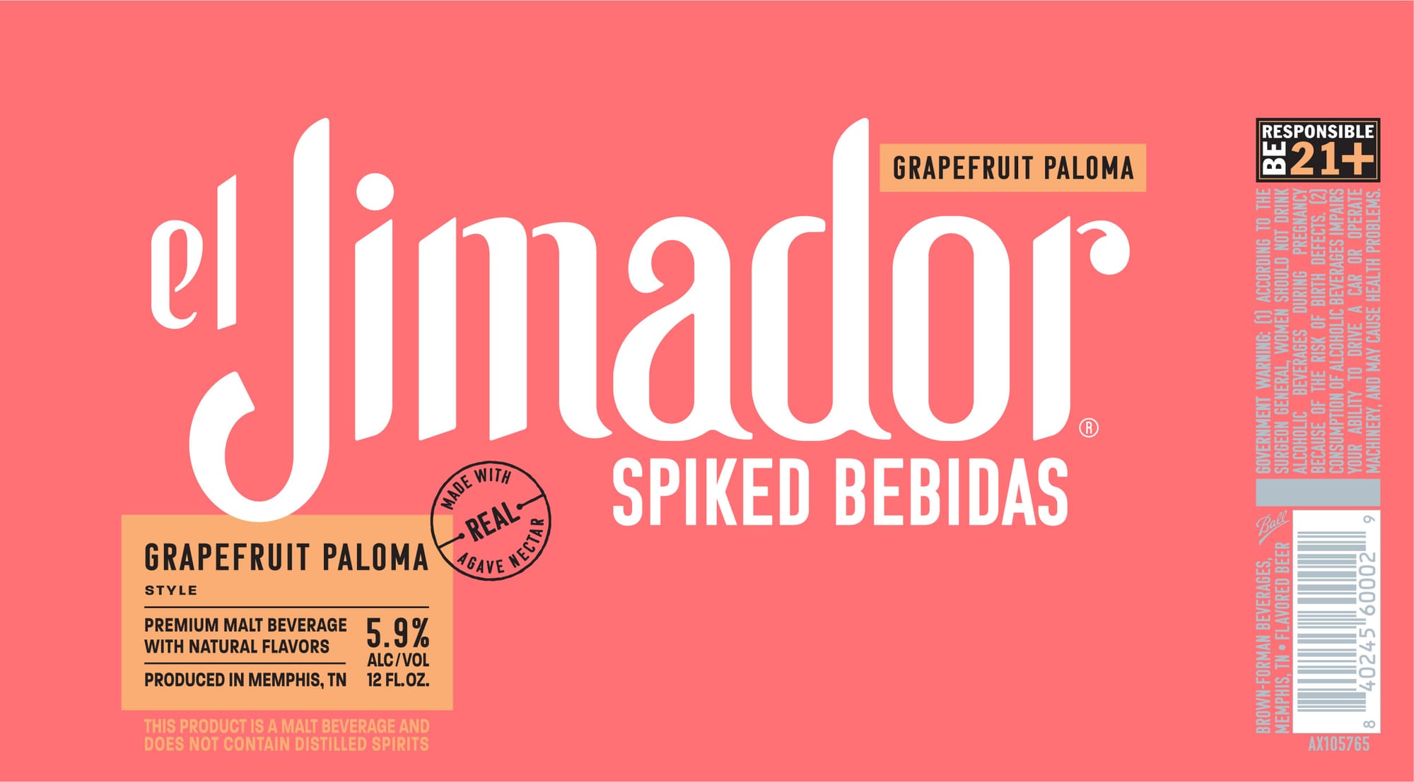 Spiked Bebidas Grapefruit Paloma by El Jimador - beer label