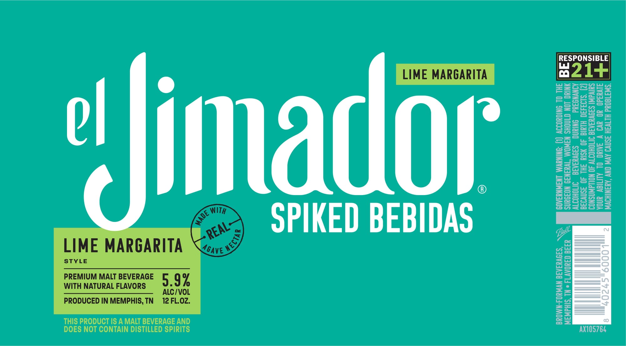 Spiked Bebidas Lime Margarita by El Jimador - beer label