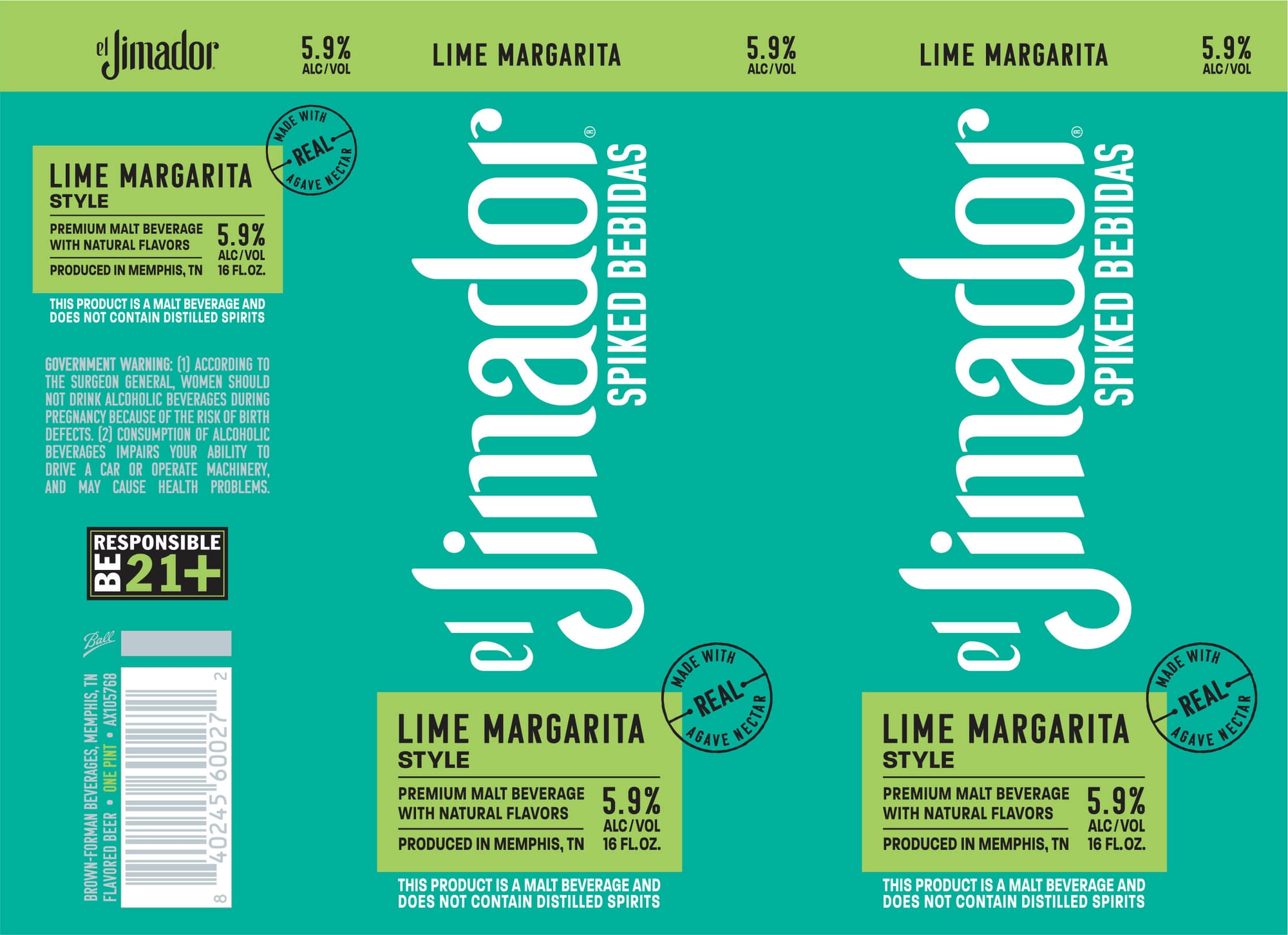 Spiked Lime Margarita by El Jimador - beer label