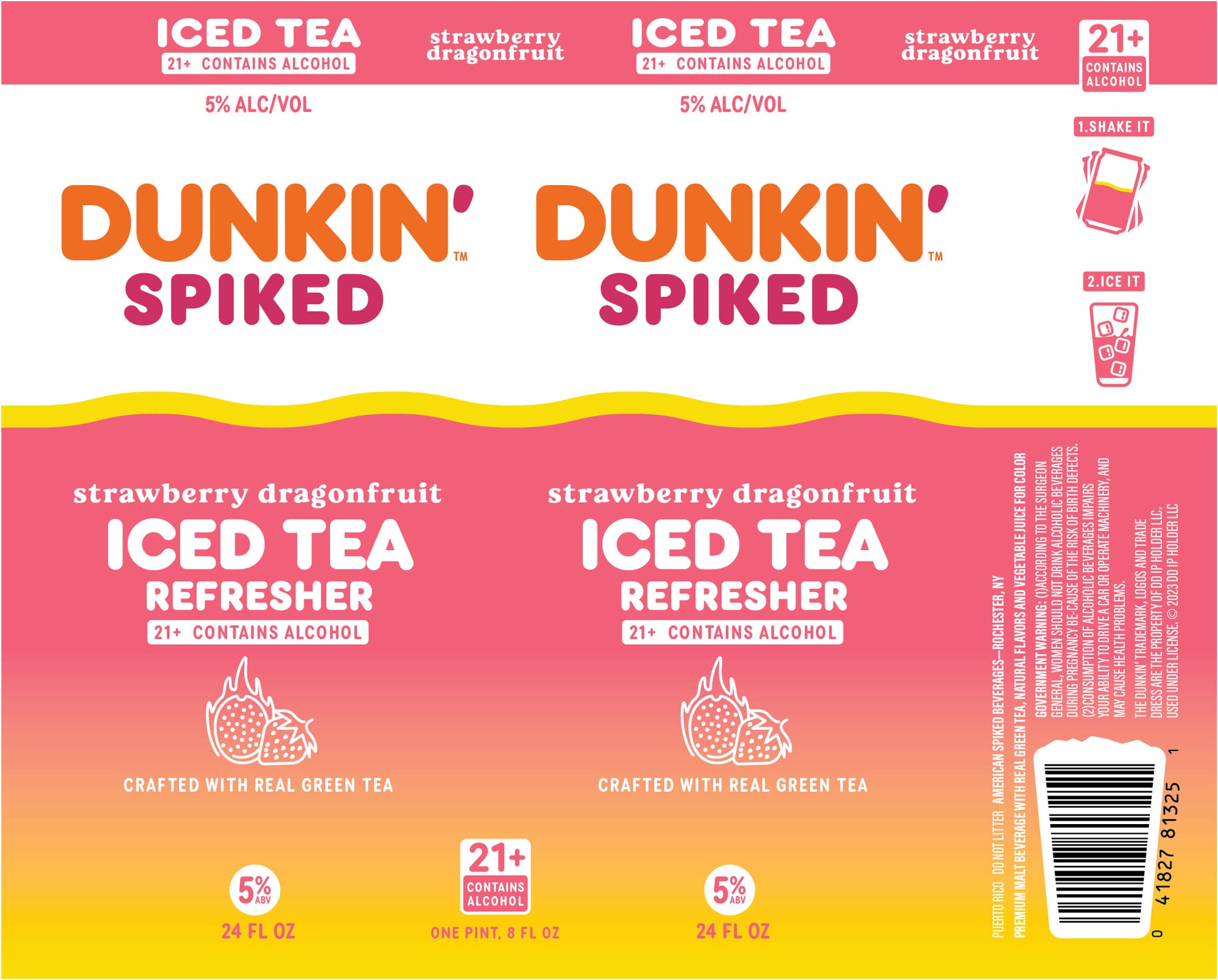 Spiked Strawberry Dragonfruit Iced Tea Refresher by Dunkin' - beer label