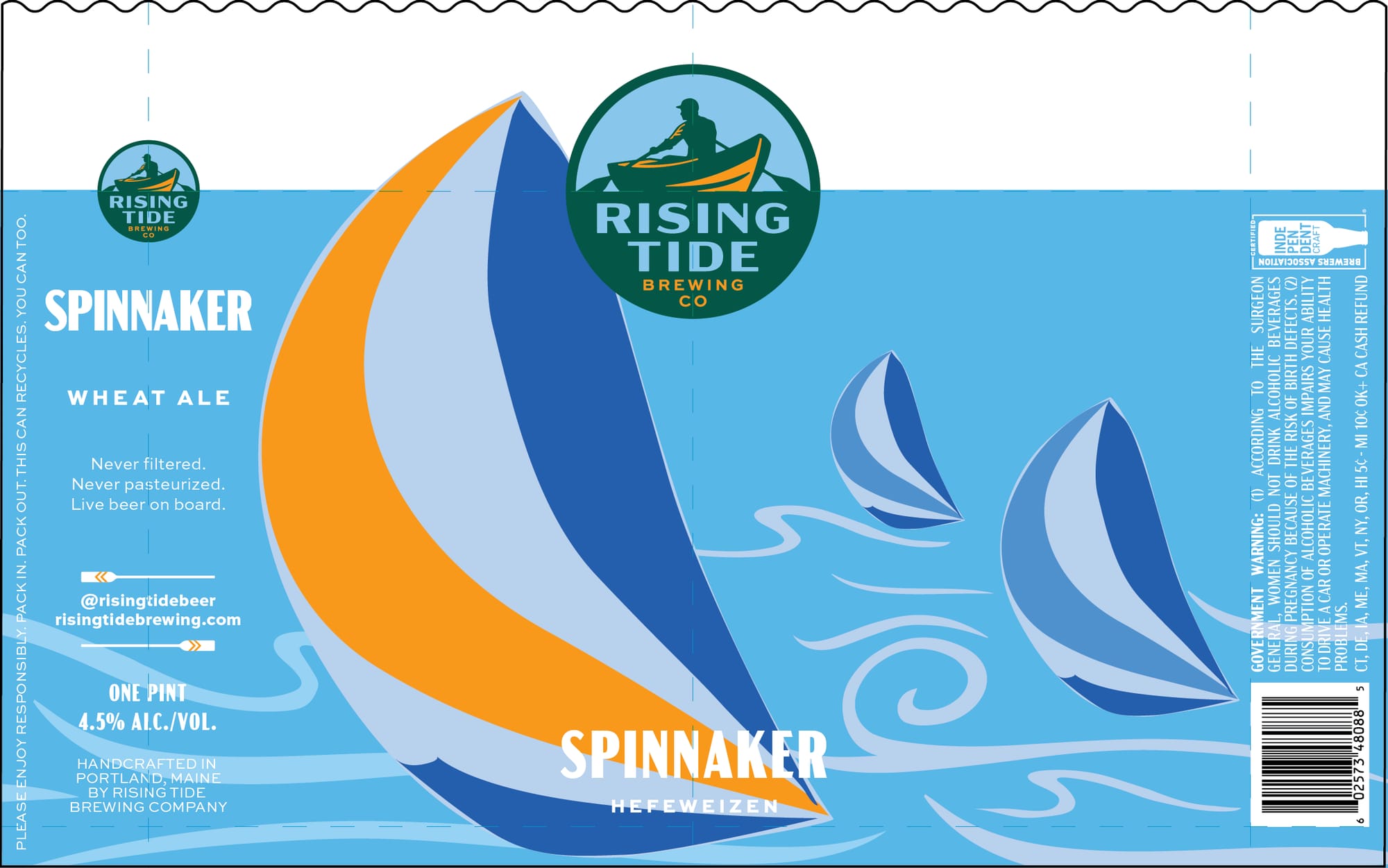 Spinnaker by Rising Tide Brewing Co. - beer label