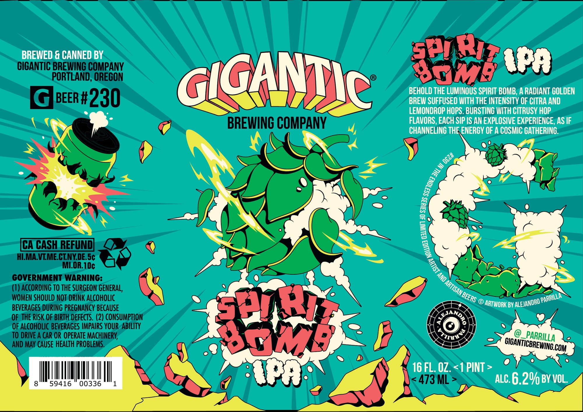 Spirit Bomb IPA by Gigantic Brewing Company - beer label