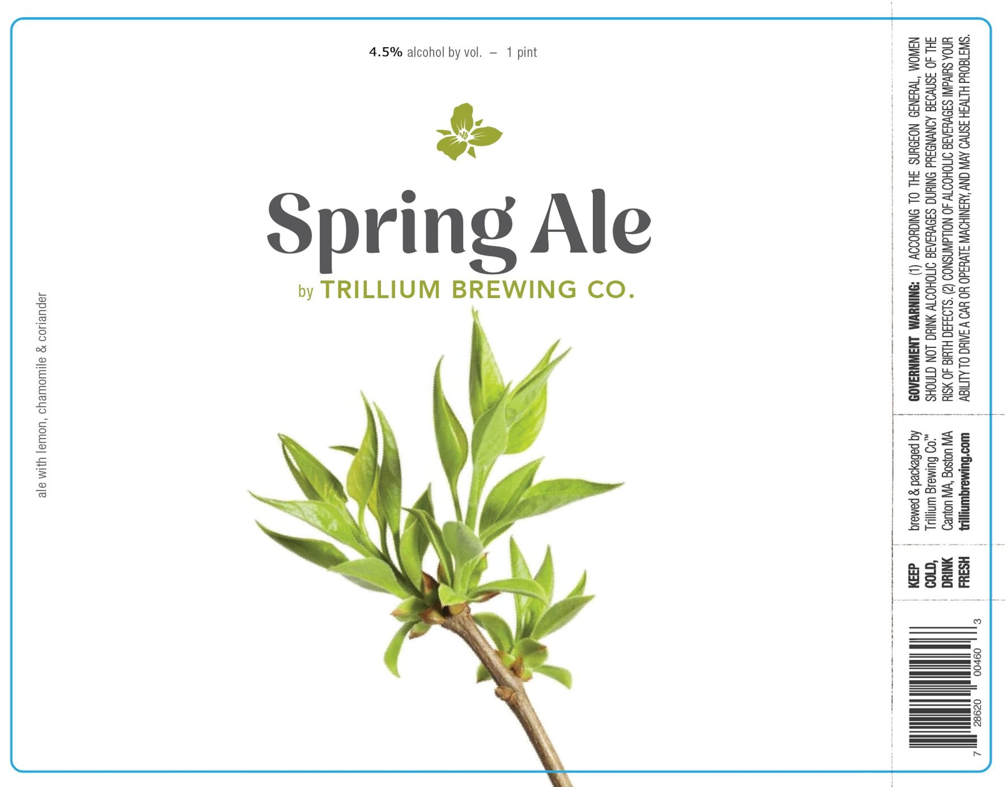 Spring Ale by Trillium Brewing Co. - beer label