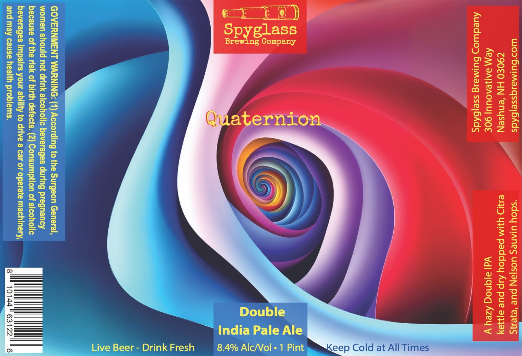 Quaternion Double IPA by Spyglass Brewing Company - beer label