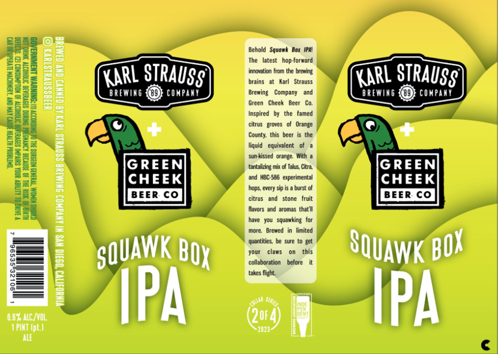 Squawk Box IPA by Karl Strauss Brewing Company - beer label