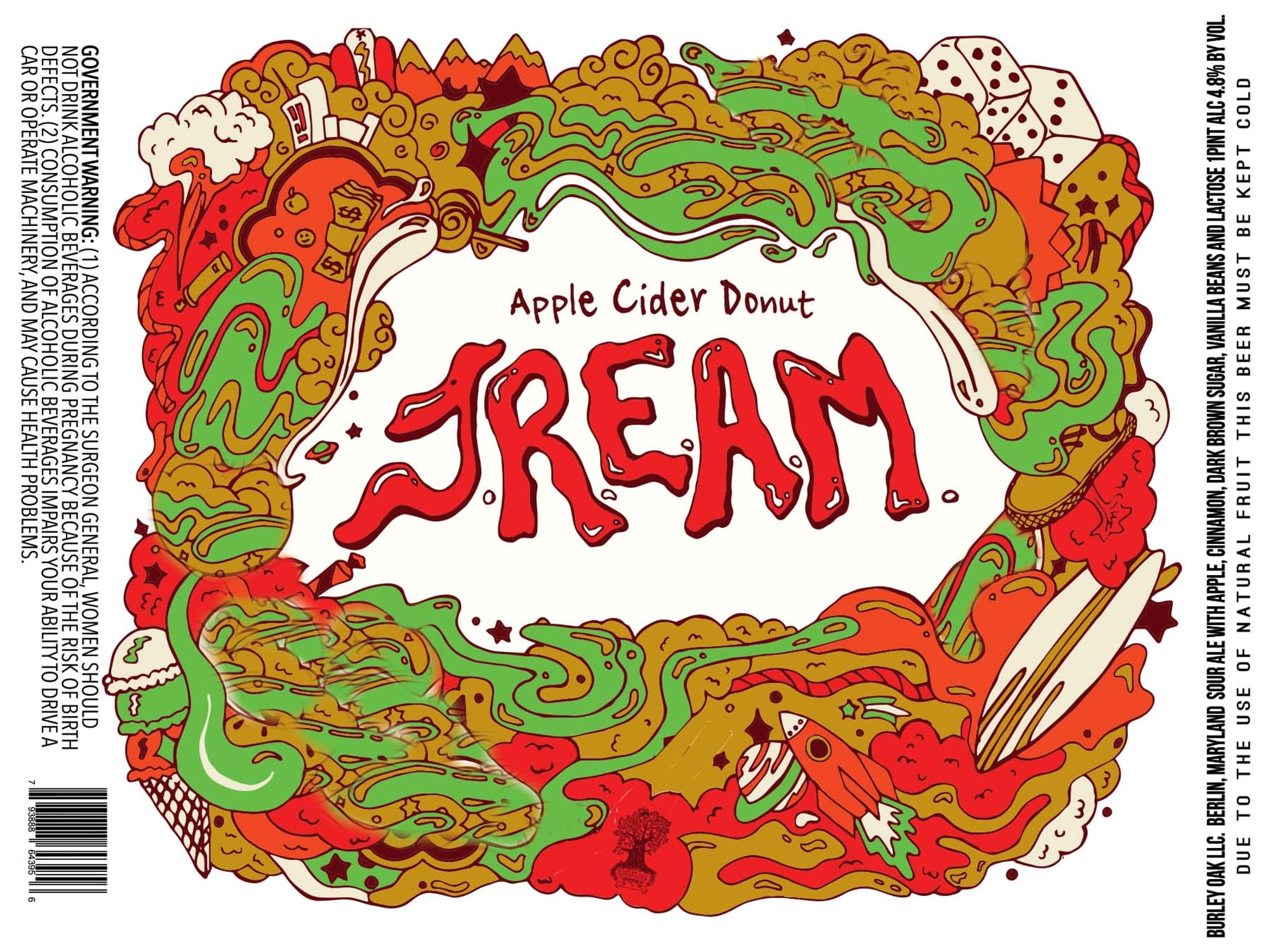 SREAM Apple Cider Donut by Oak LLC - beer label
