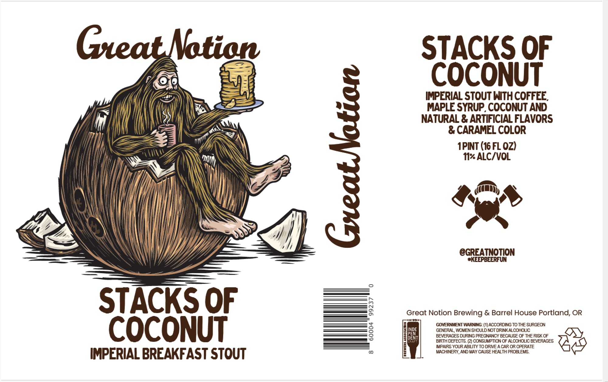 Stacks of Coconut by Great Notion Brewing - beer label