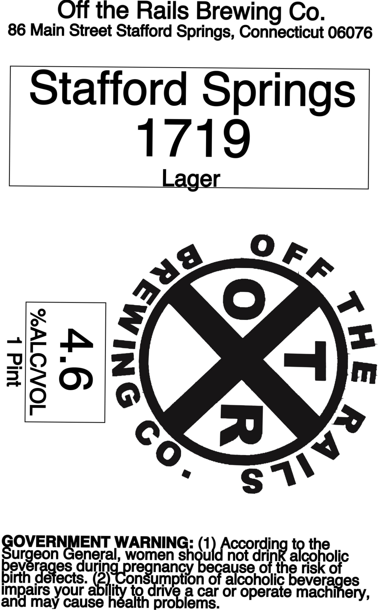 Stafford Springs 1719 by Off the Rails Brewing Co. - beer label