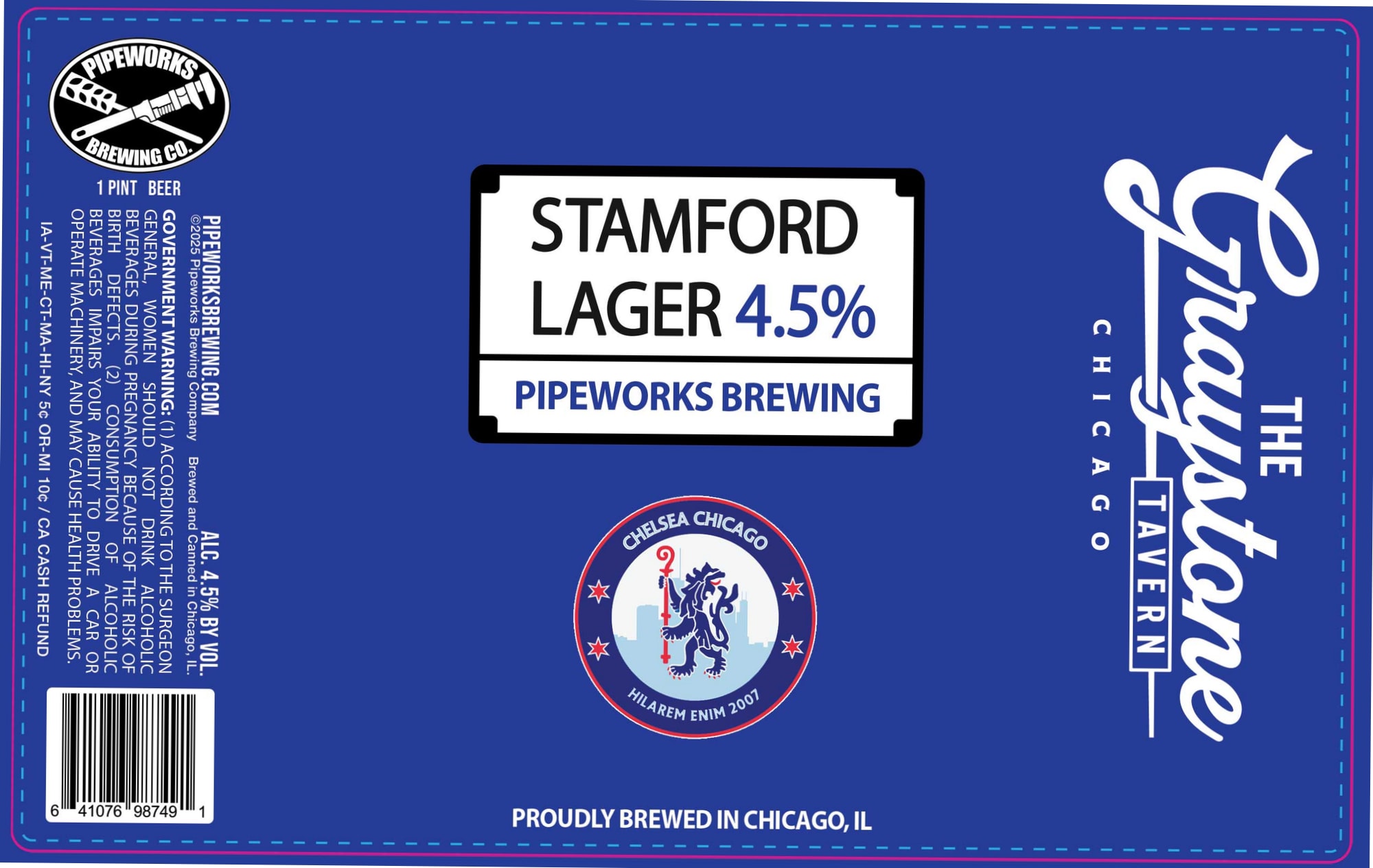 Stamford Lager by Pipeworks Brewing - beer label