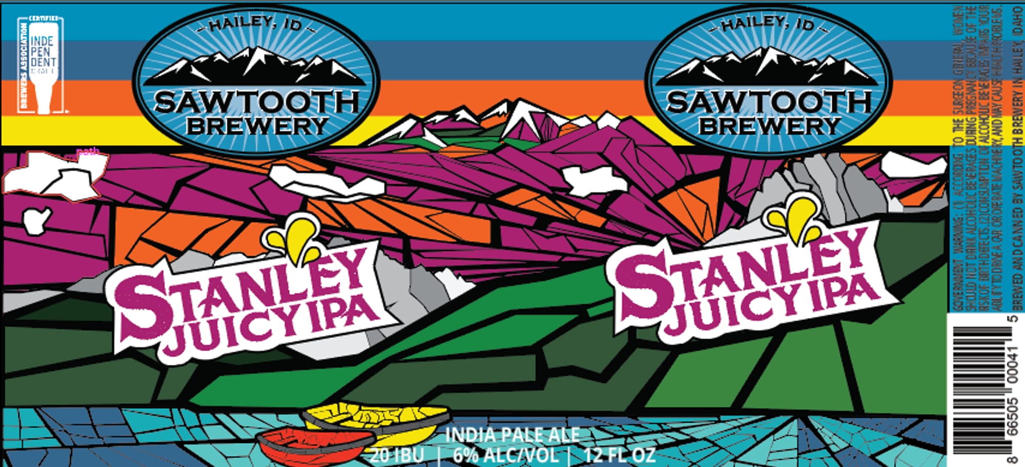 Stanley Juicy IPA by Sawtooth Brewery - beer label