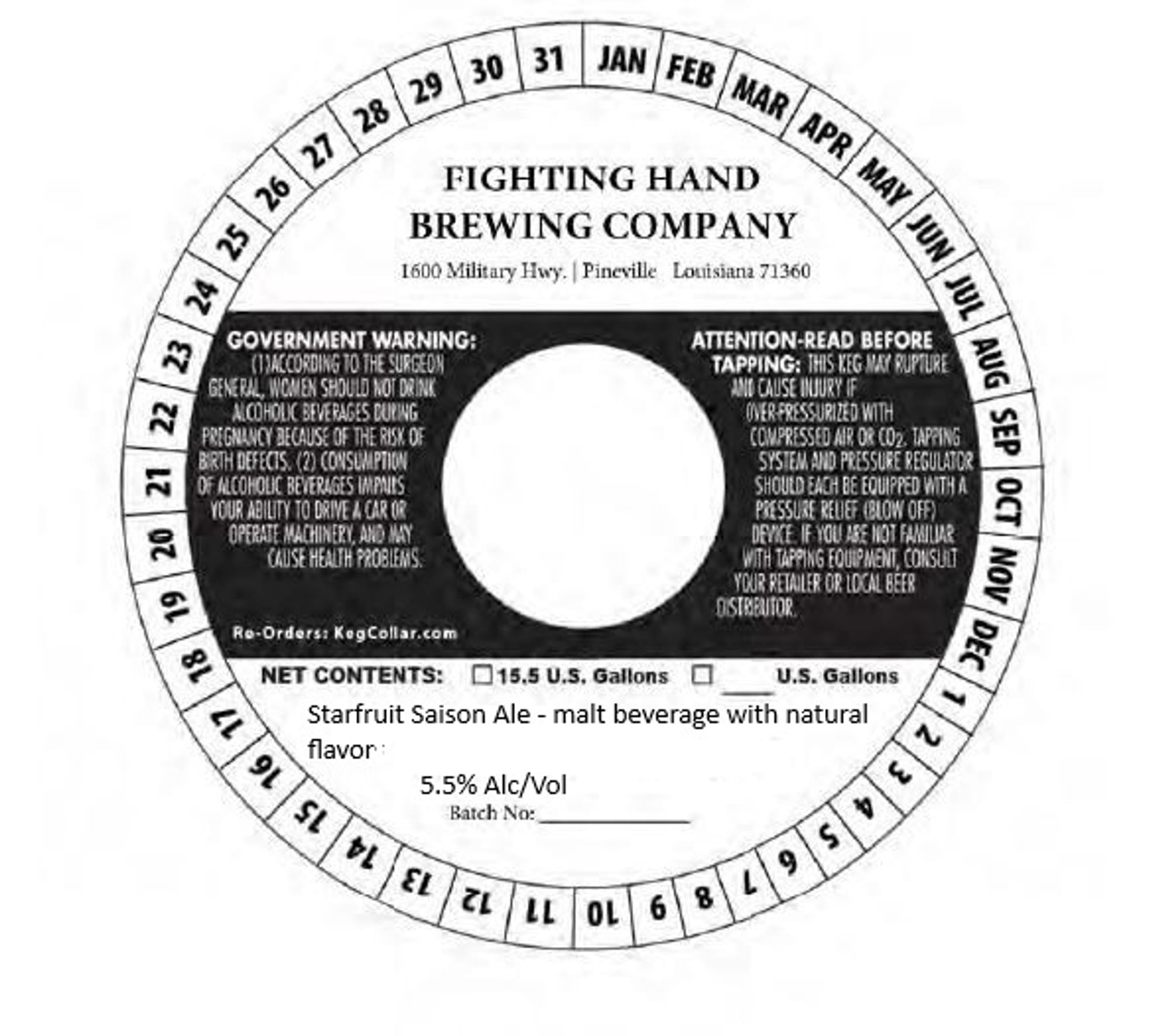 Starfruit Saison Ale by Fighting Hand Brewing Company - beer label
