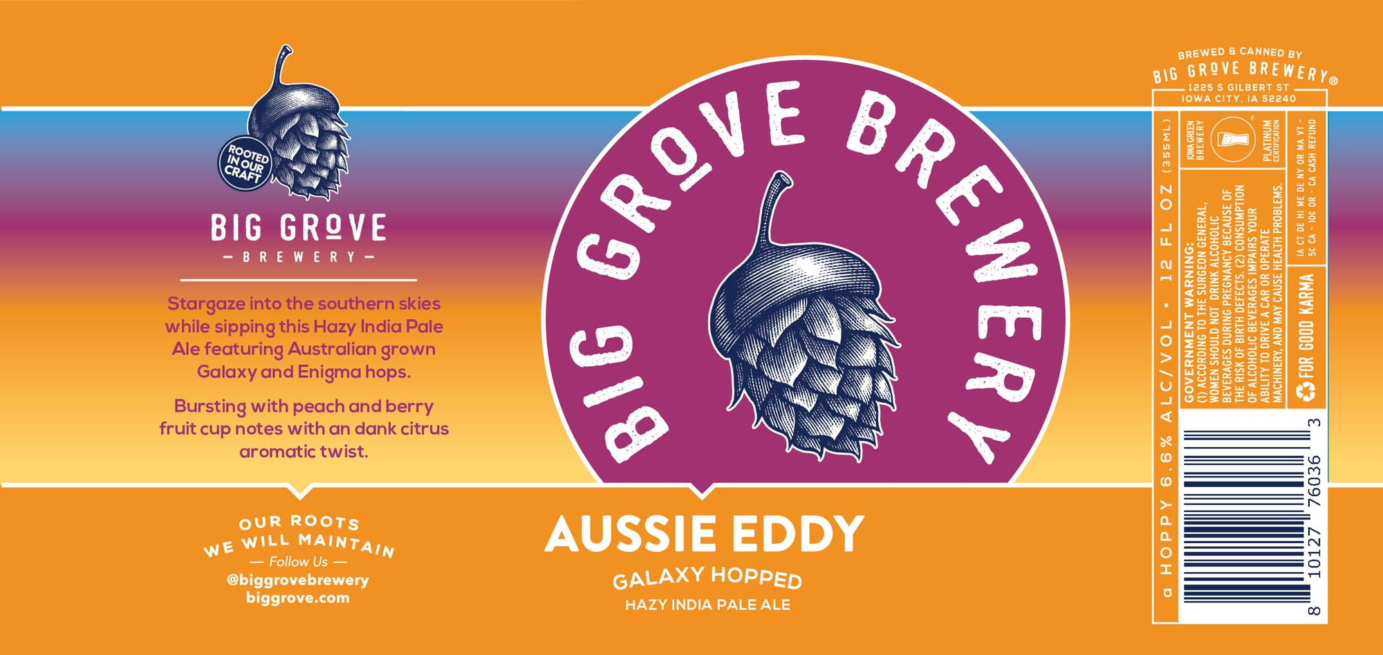Stargaze Aussie Eddy by Big Grove Brewery - beer label