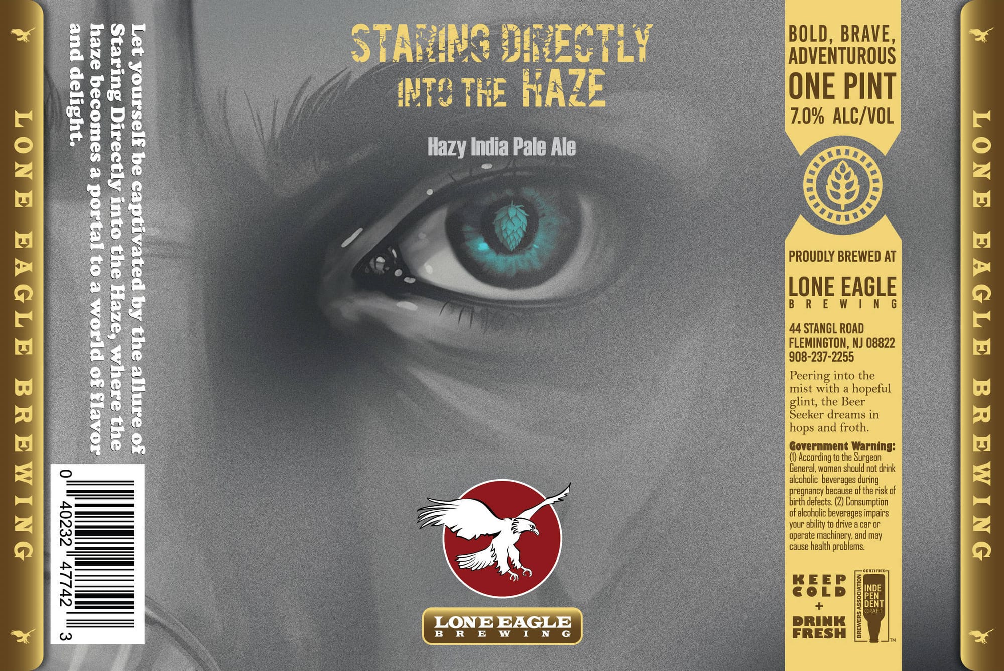 Staring Directly Into The Haze by Lone Eagle Brewing - beer label