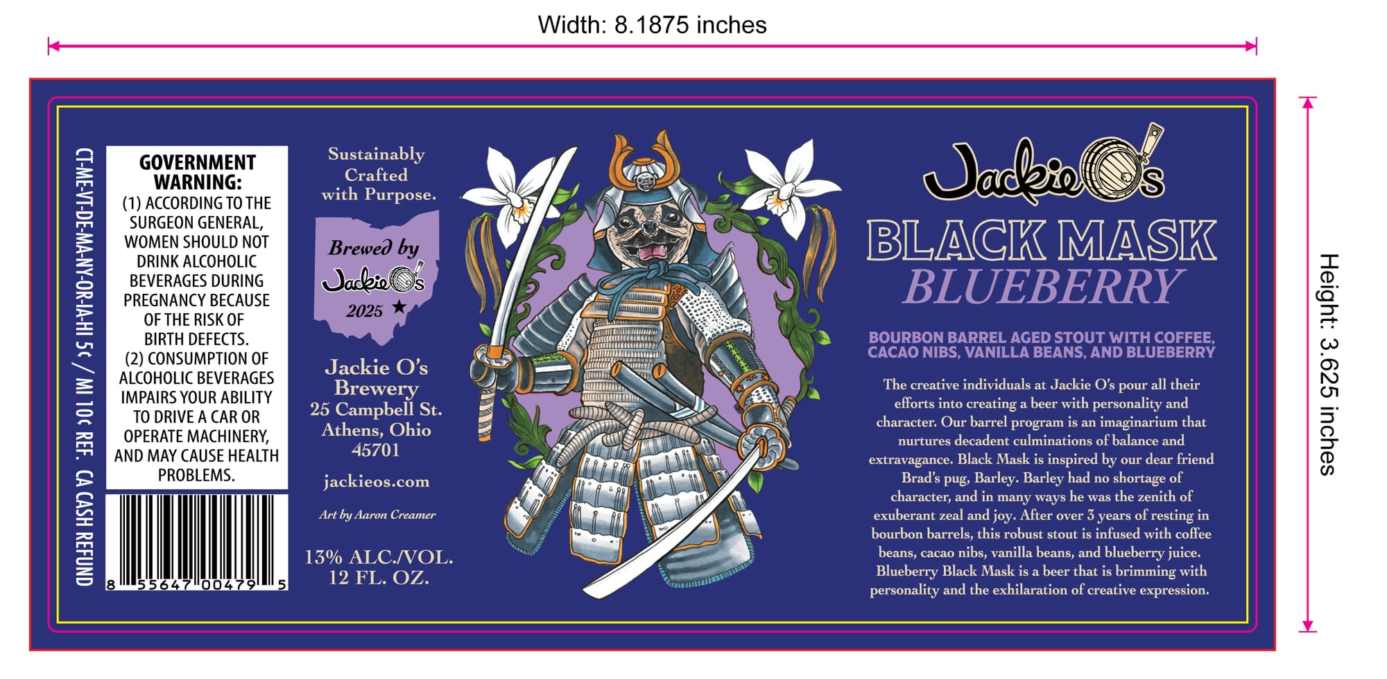 Black Mask Blueberry by Jackie O’s Brewery - beer label