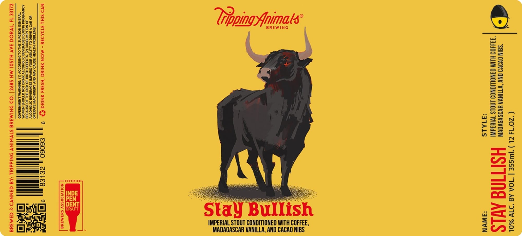 Stay Bullish by Tripping Animals Brewing - beer label