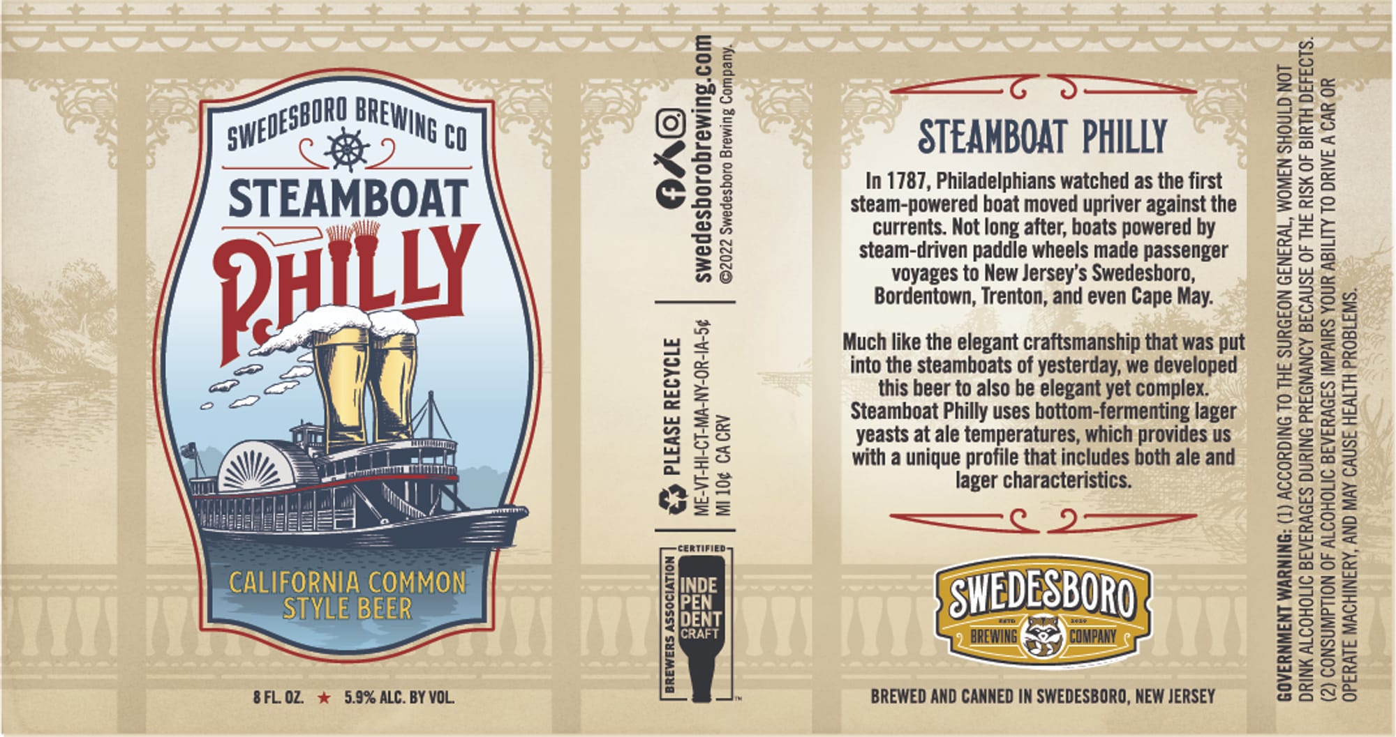 Steamboat Philly by Swedesboro Brewing Co. - beer label