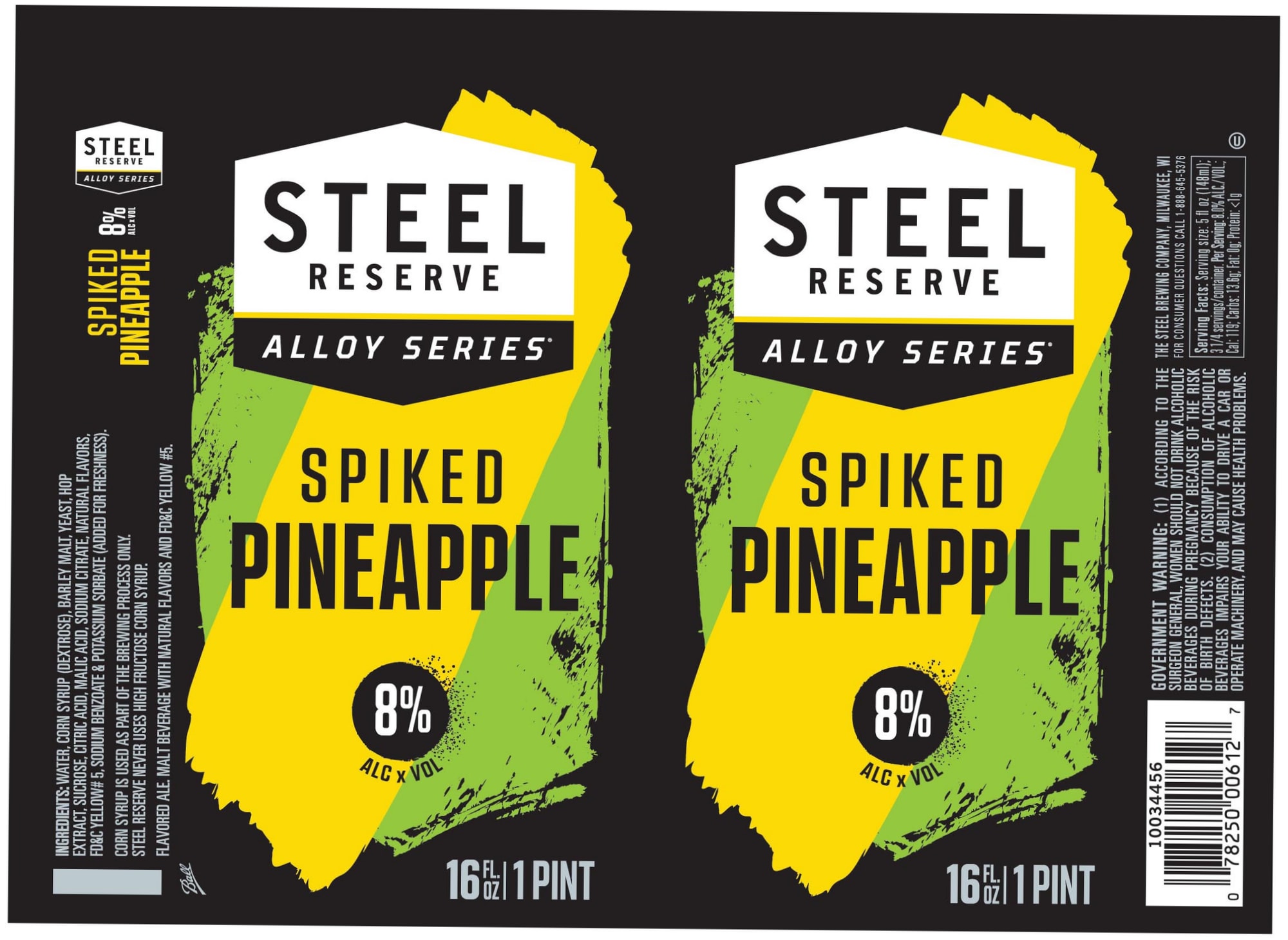 Steel Reserve Spiked Pineapple by Steel Brewing Company - beer label