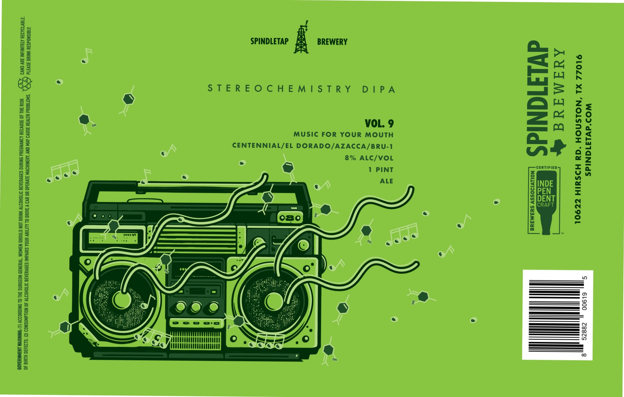 Stereochemistry DIPA by Spindletap Brewery - beer label