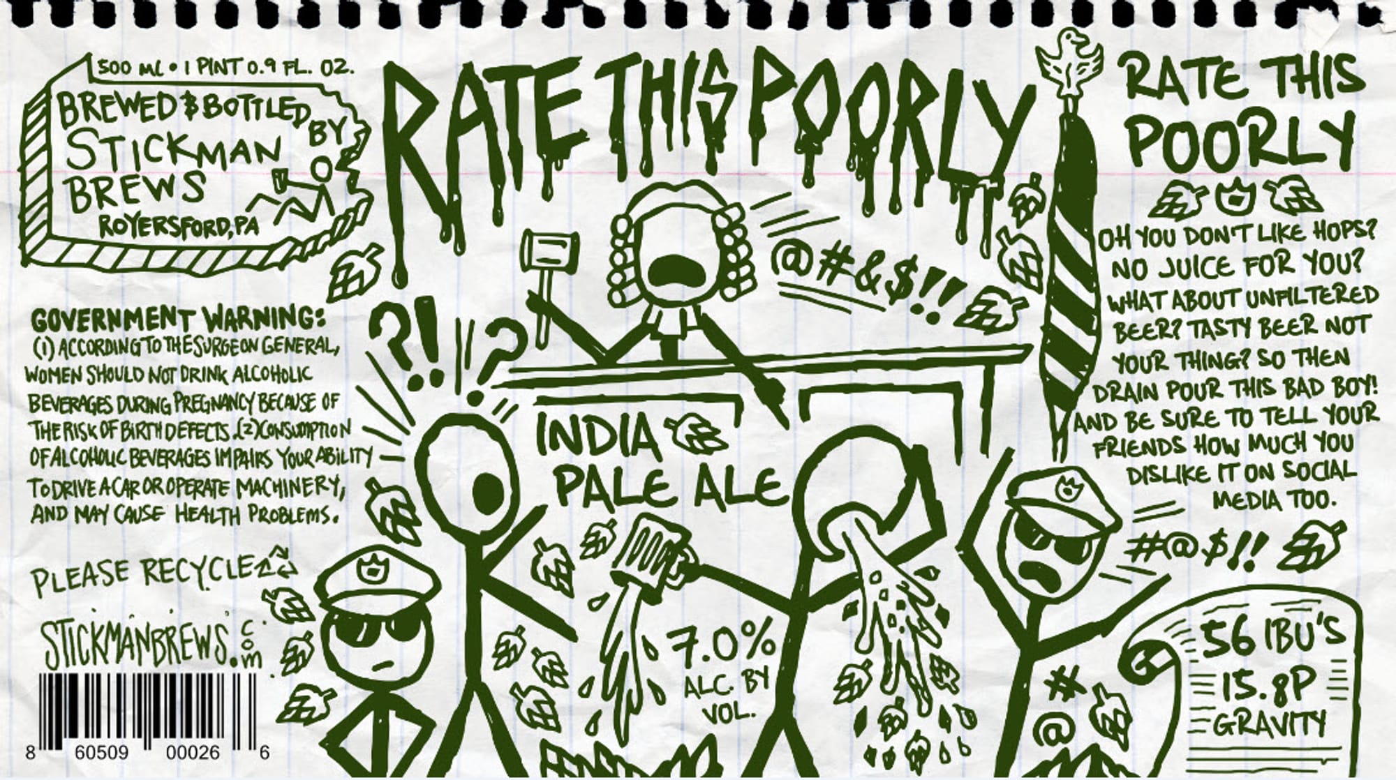 India Pale Ale by Stickman Brews - beer label