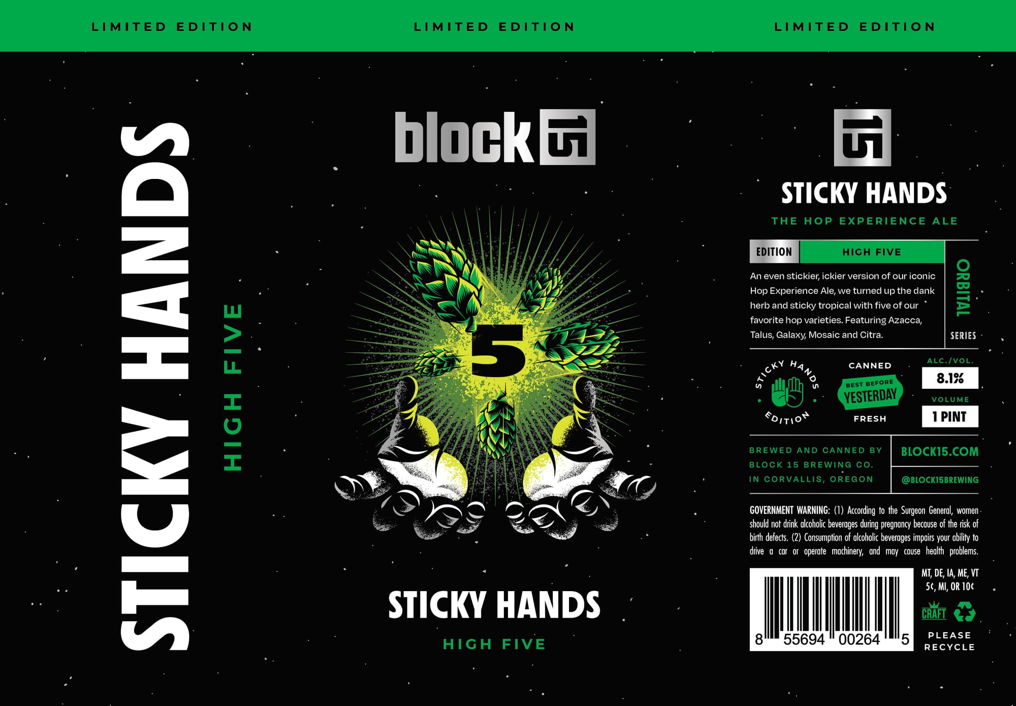 Sticky Hands High Five by Block 15 Brewing Co. - beer label
