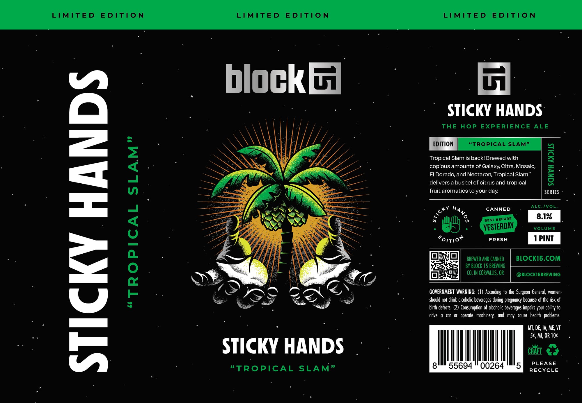Sticky Hands “Tropical Slam” by Block 15 Brewing - beer label