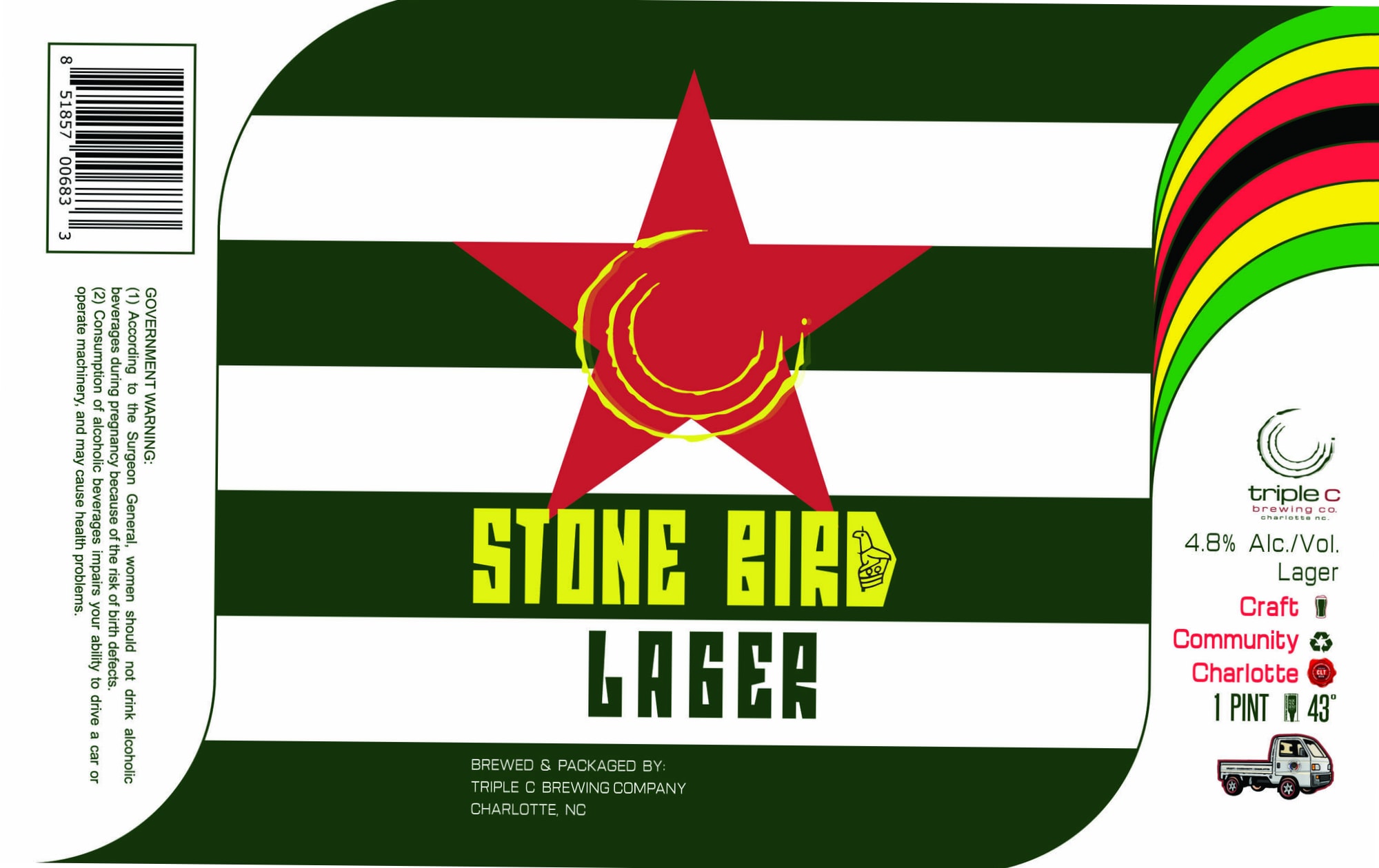 Stone Bird Lager by Triple C Brewing Co. - beer label