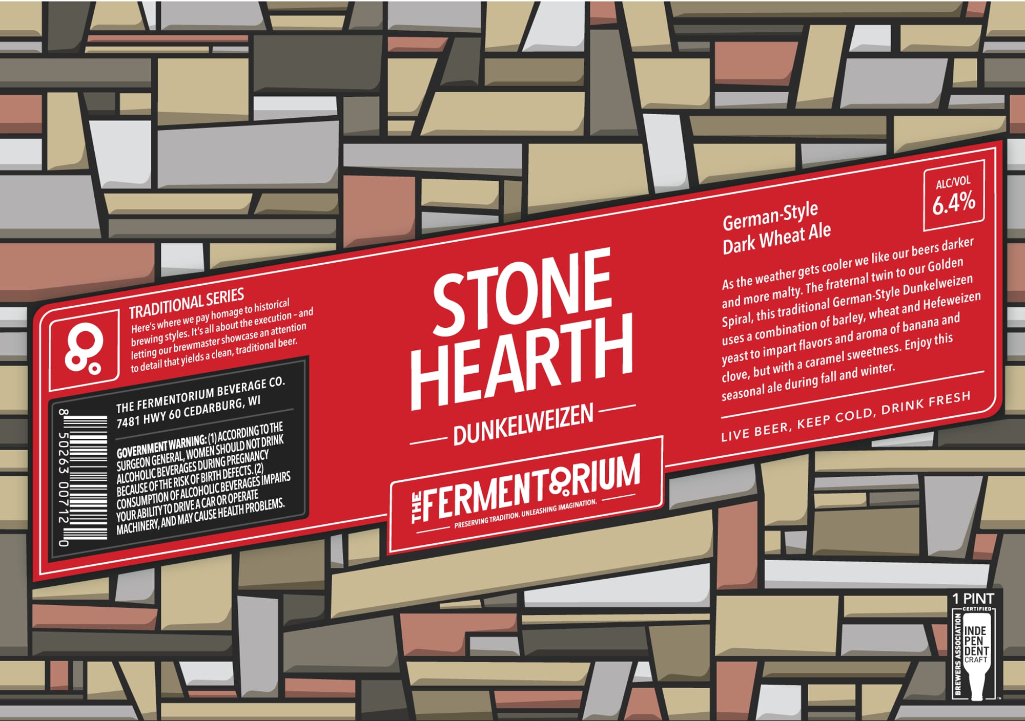 Stone Hearth Dunkelweizen by The Fermentorium Beverage Co. - beer label