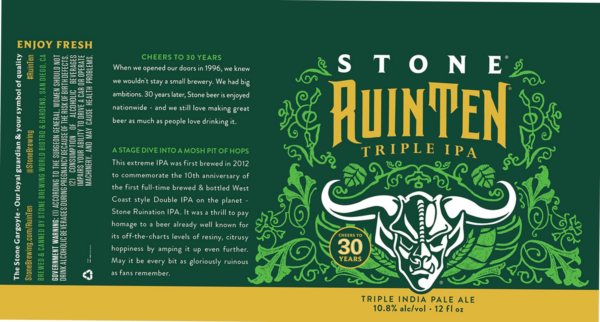 RuinTen Triple IPA by Stone Brewing - beer label