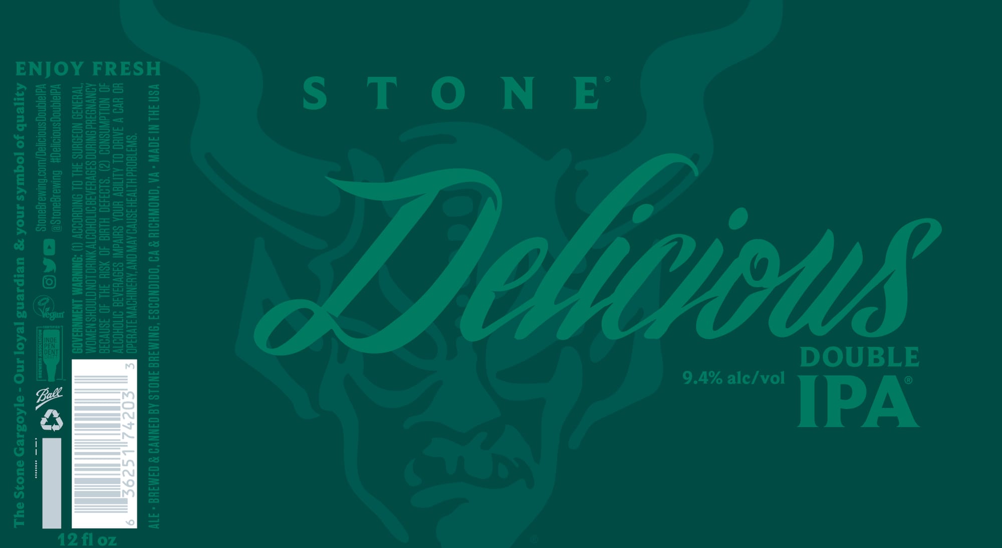 Delicious Double IPA by Stone Brewing - beer label