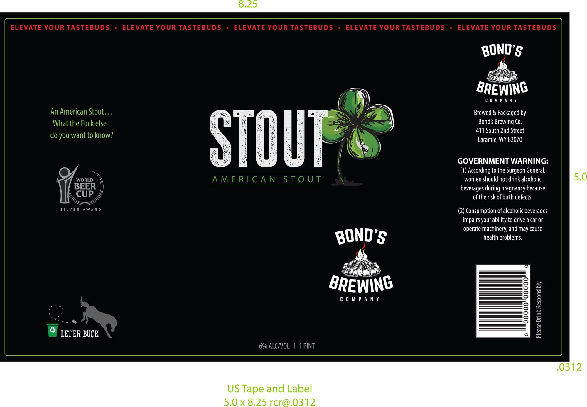 Stout American Stout by Bond's Brewing Co. - beer label