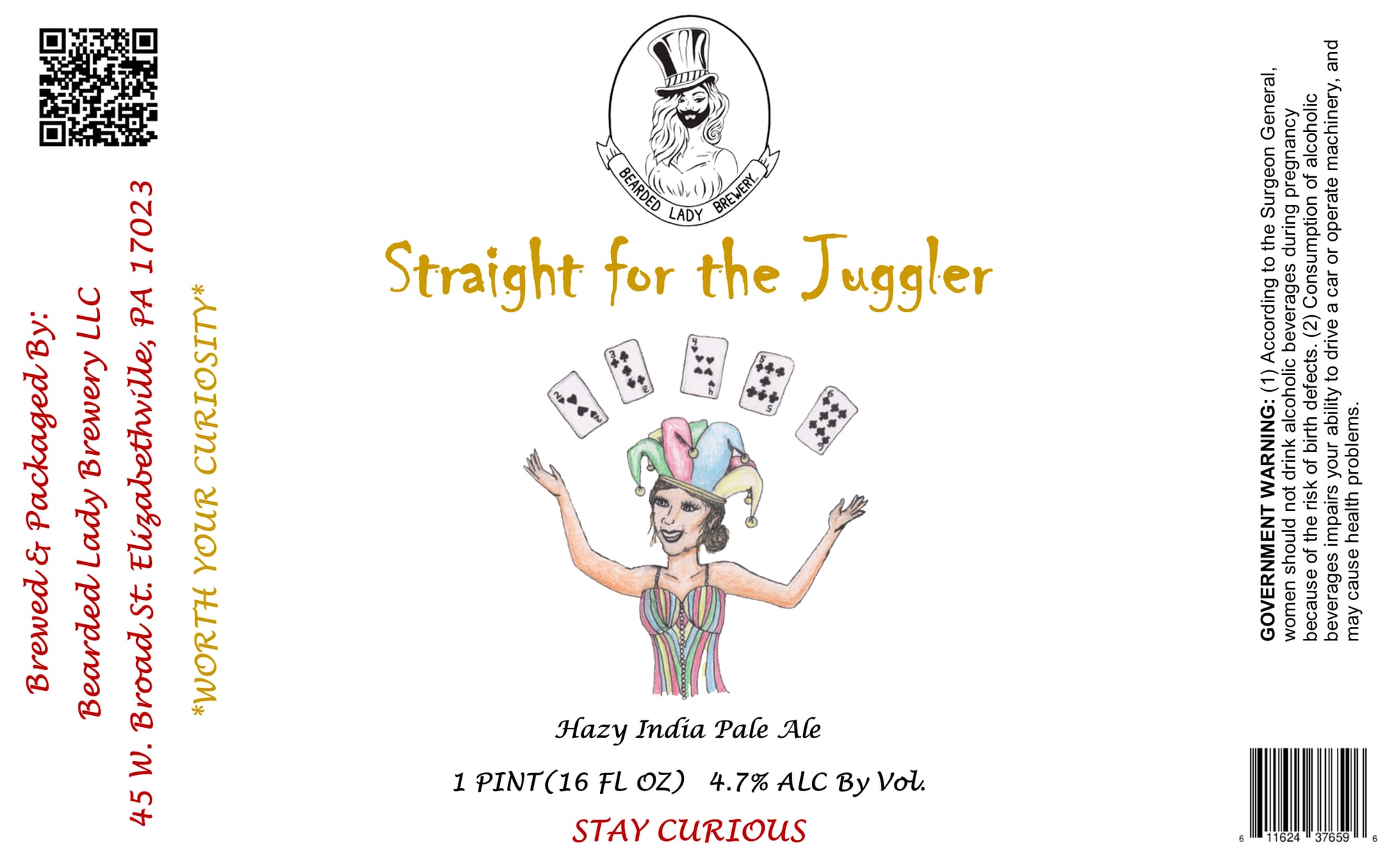 Straight for the Juggler by Bearded Lady Curiosity - beer label