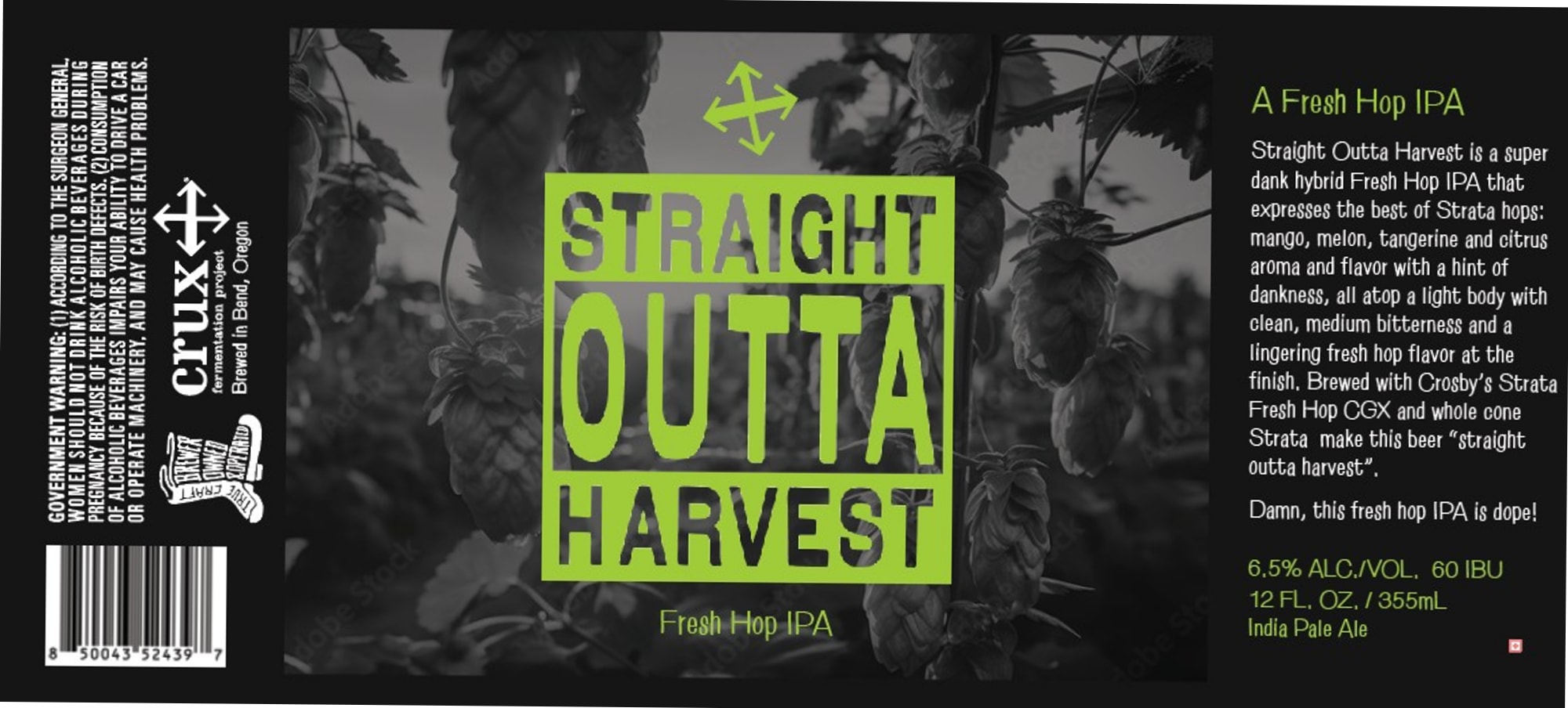 Straight Outta Harvest by Crux Fermentation Project - beer label